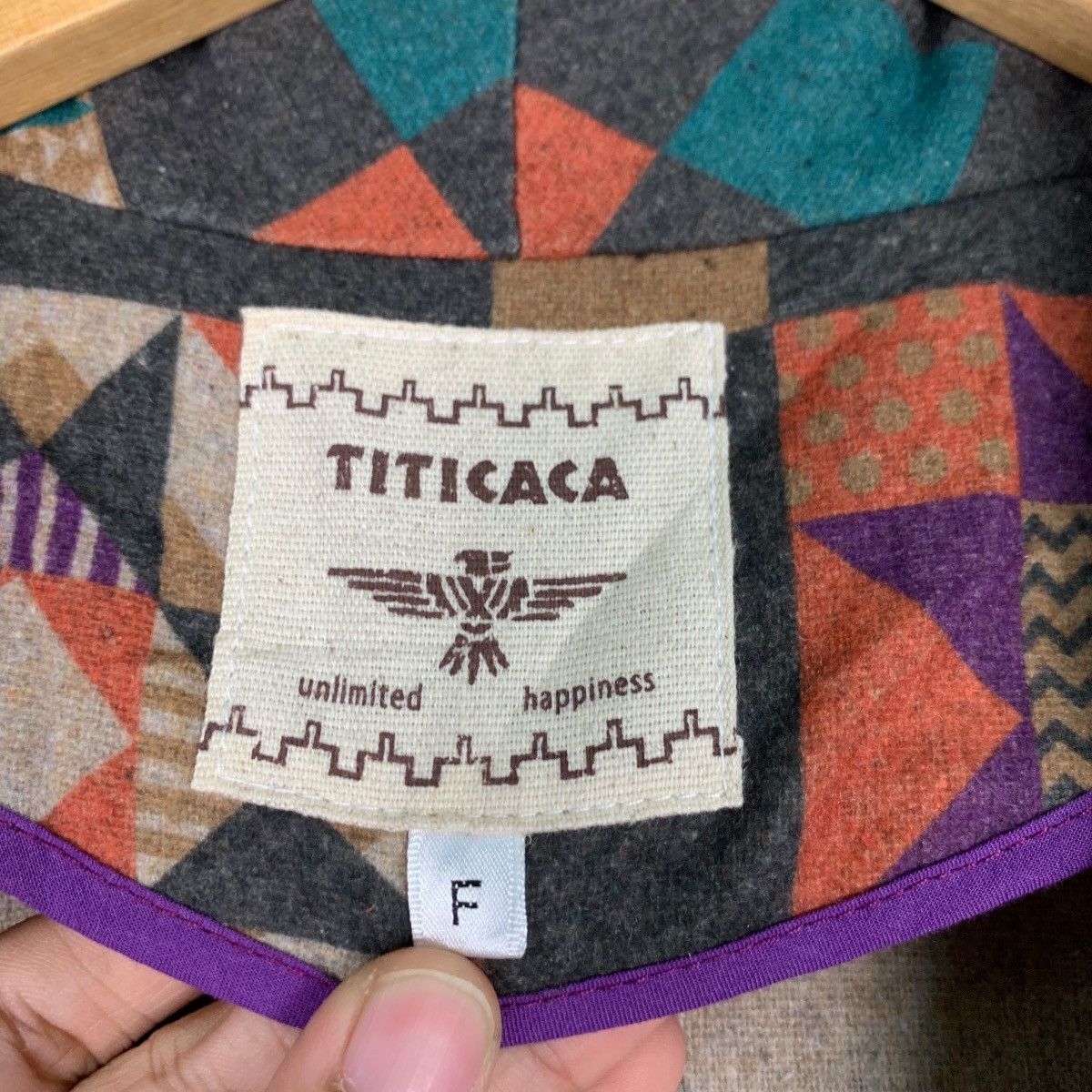 Japanese Brand Vintage TITICACA Motif Design Robe / Long Coat #1129-C52 Size M / US 6-8 / IT 42-44 - 15 Thumbnail