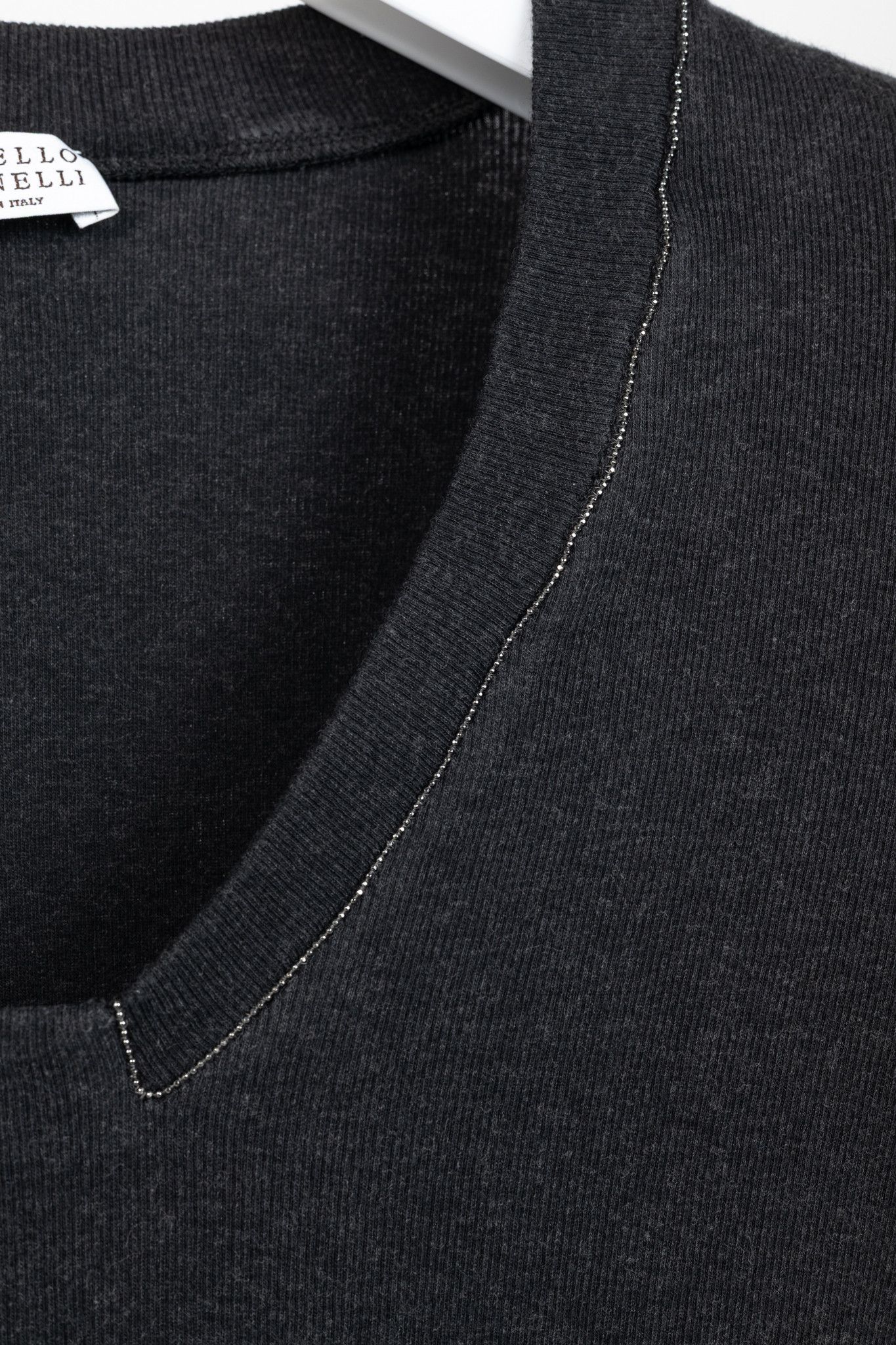 Brunello Cucinelli Brunello Cucinelli Grey Cotton-Knit Monili-Bead Pullover Size S / US 4 / IT 40 - 6 Thumbnail