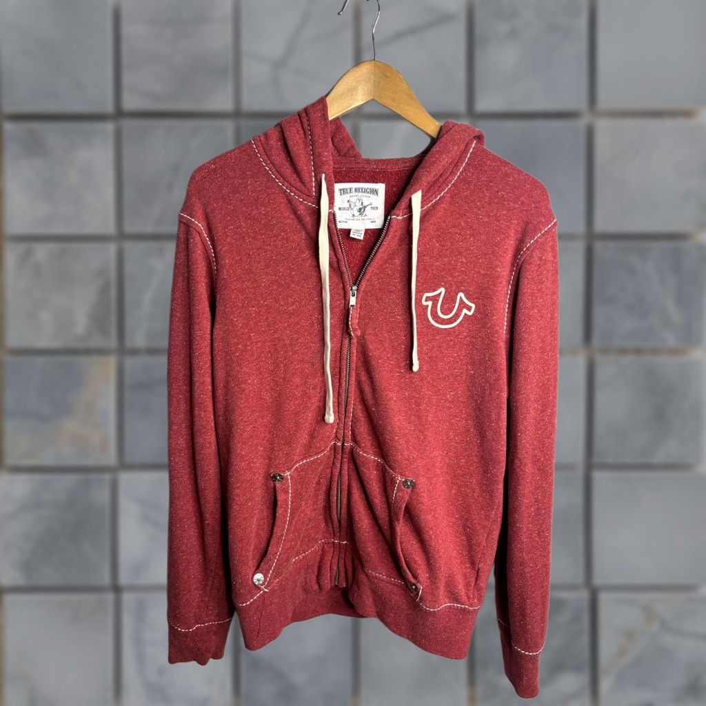 True Religion True Religion Hoodie Mens M Red Full Zip Fleece Horseshoe Logo Sweatshirt Size US M / EU 48-50 / 2 - 1 Thumbnail