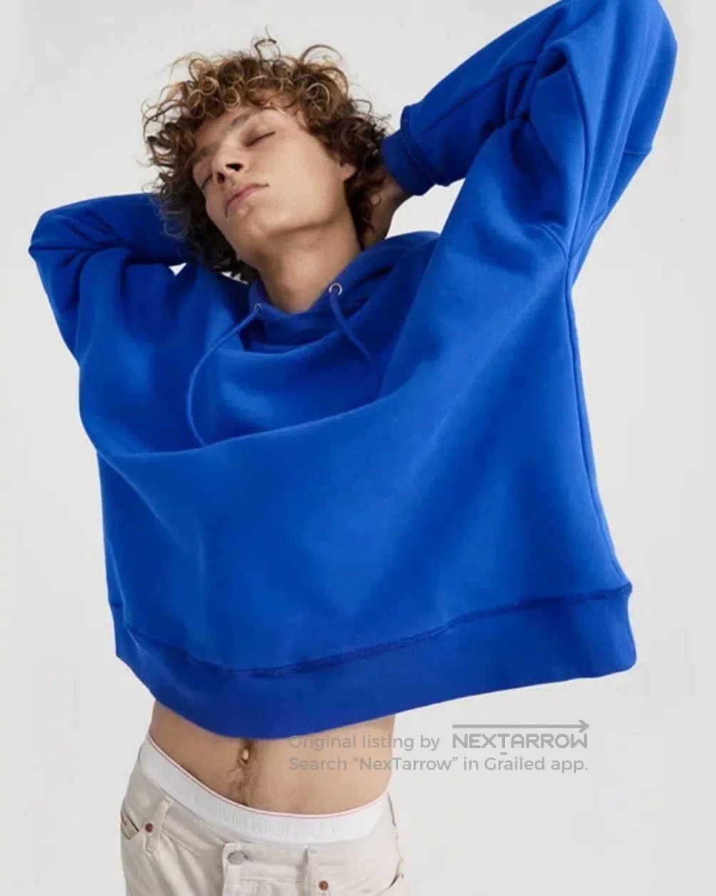 Calvin Klein Blue Oversized Hoodie with Drawstring Hood. Size US XL / EU 56 / 4 - 1 Thumbnail