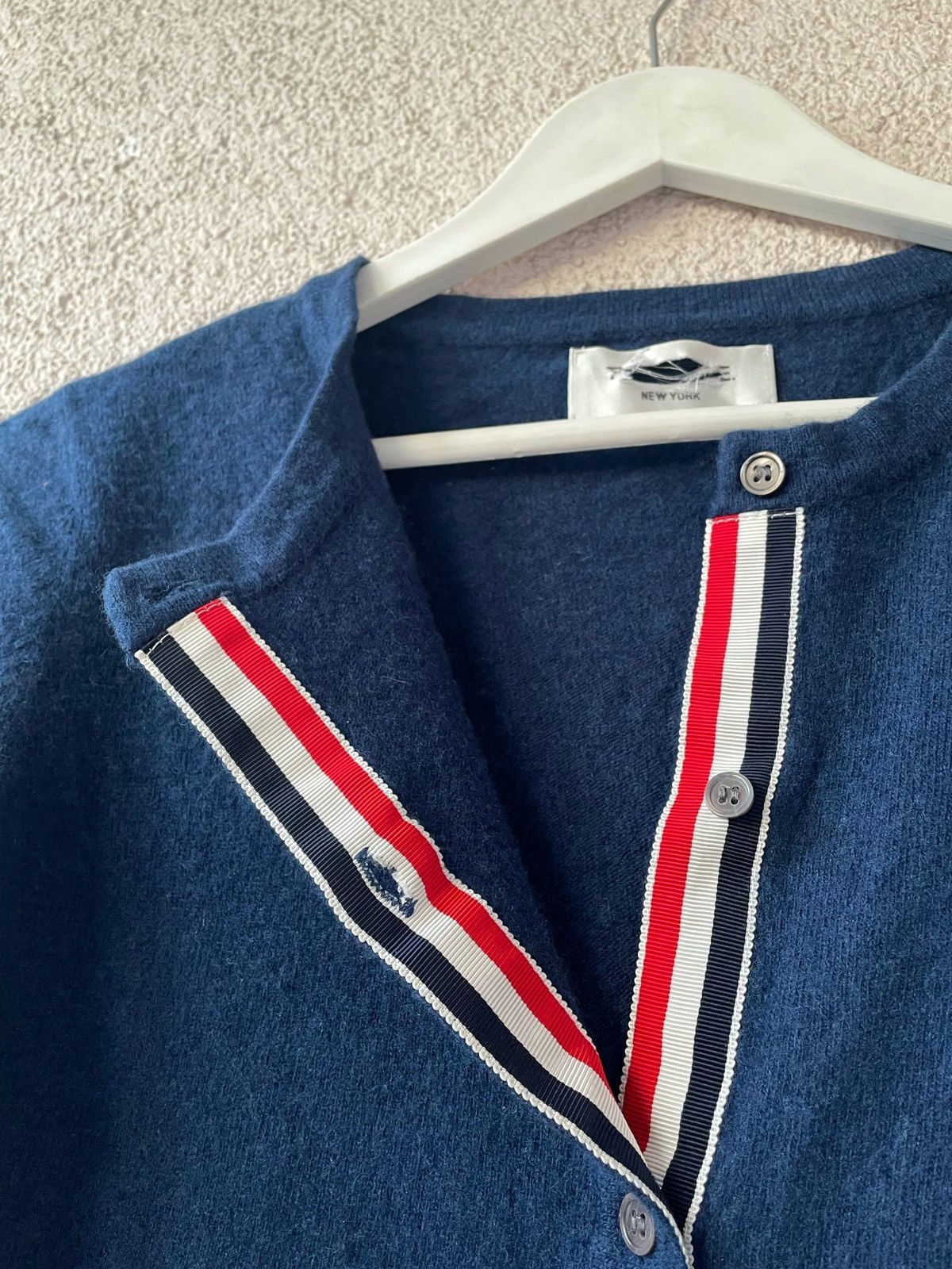 Thom Browne Thom Browne Blue Merino Wool Warm Cardigan Size M Stripe Arm Size M / US 6-8 / IT 42-44 - 8 Thumbnail