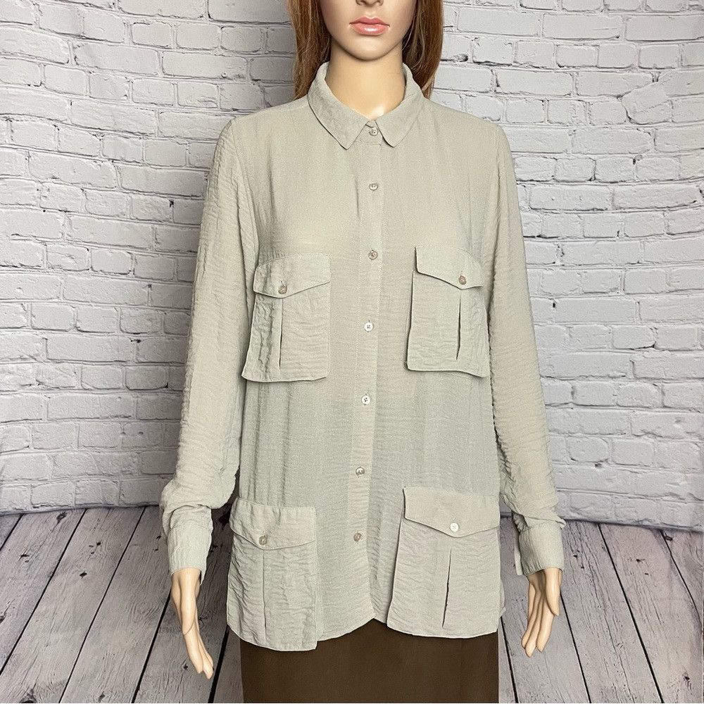 Cheap Monday Cheap Monday Grey Wrinkled Long Sleeve Shirt Size M Size M / US 6-8 / IT 42-44 - 1 Thumbnail