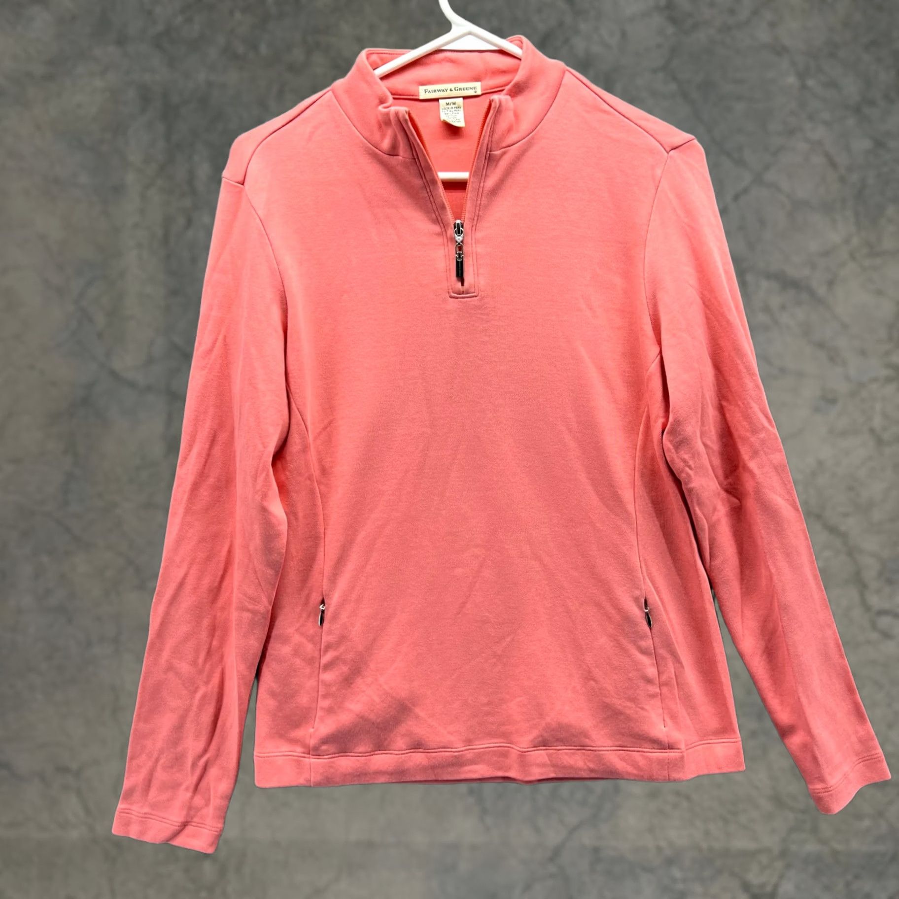 Vintage Fairway & Greene Sweatshirt Women M Peach 1/4 Zip Pullover Long Sleeve Mock Neck Activewear Golf Regular Size XS-? Size M / US 6-8 / IT 42-44 - 1 Thumbnail