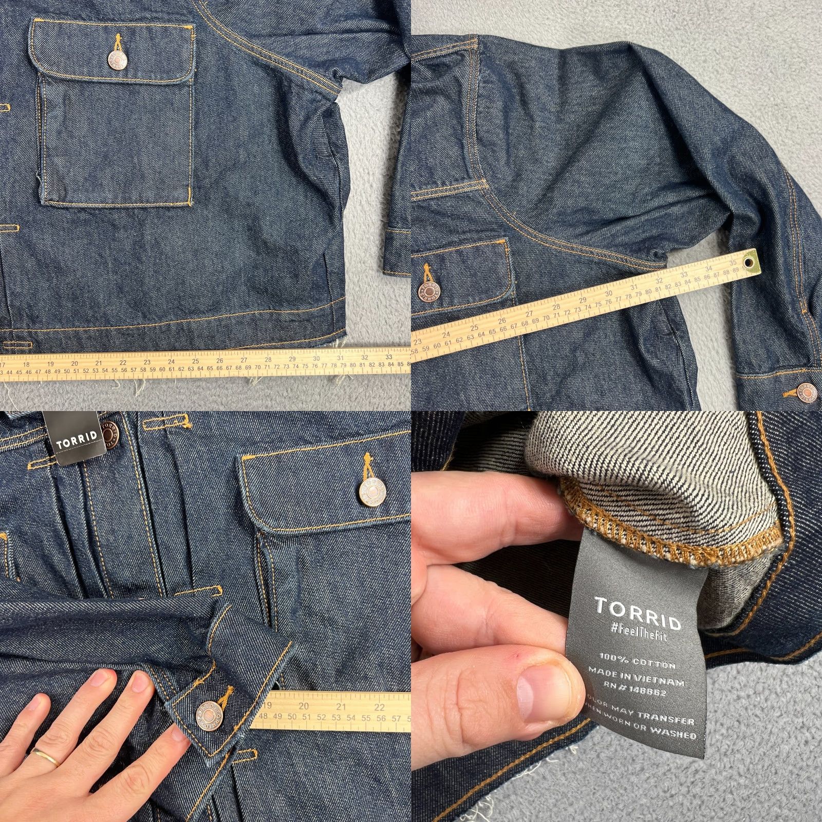 Torrid Torrid Jacket Womens 5 Plus Size Blue Jeans Dark Wash Crop Button Front Cotton Basic Jacket Size 27" / US 4 / IT 40 - 8 Thumbnail