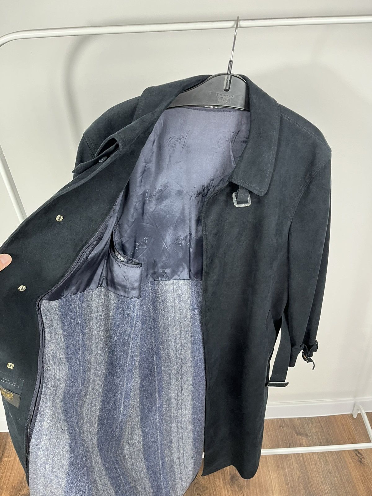 Other Lodenfrey Suede Trench Coat Long Belted Wool Lined Mens Size US XL / EU 56 / 4 - 8 Thumbnail