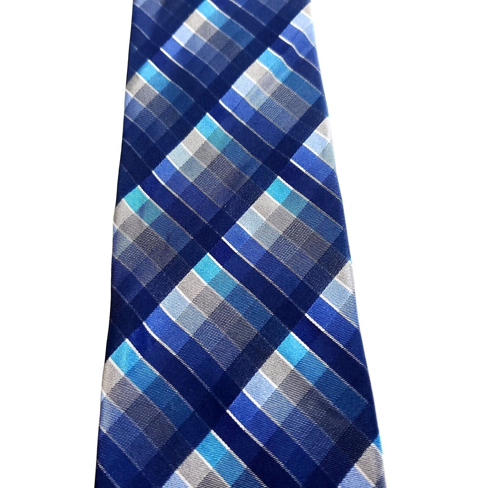 Van Heusen Van Heusen Blue Silk Tie Woven Check Size ONE SIZE - 2 Thumbnail