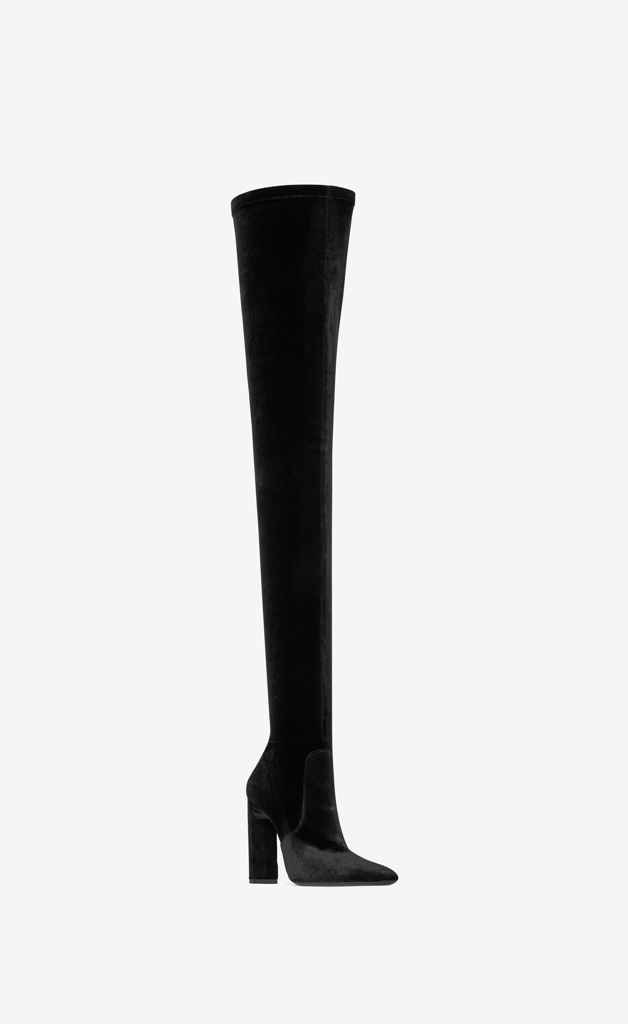 Saint Laurent Paris oc11z1125 Auteuil Over The Knee Boots in Stretch Velvet Size US 8.5 / IT 38.5 - 5 Thumbnail