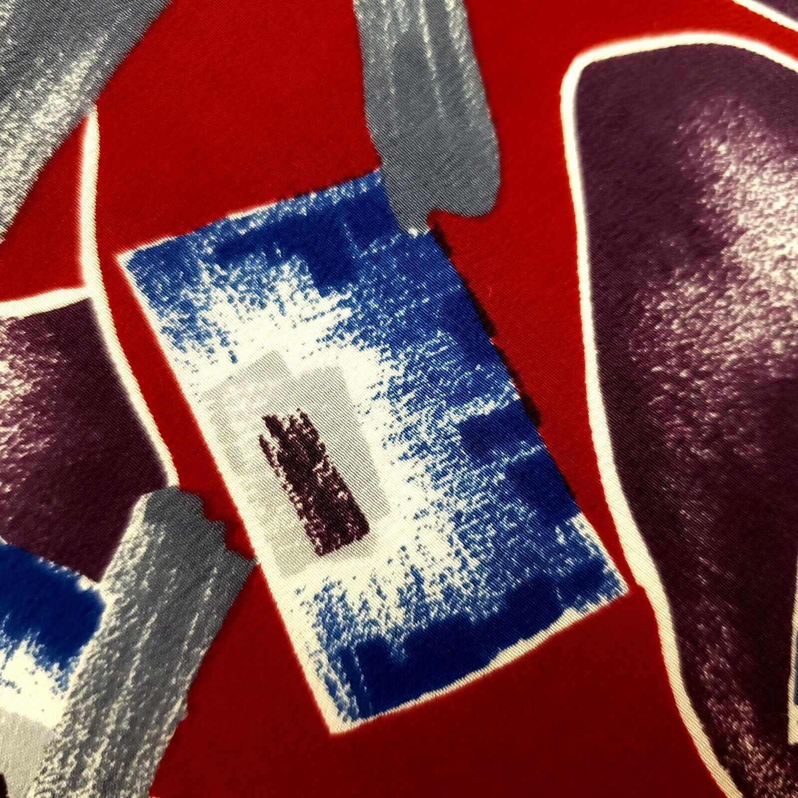 Pierre Cardin Pierre Cardin Silk Tie Red Blue Purple Print Wide Abstract Size ONE SIZE - 2 Thumbnail