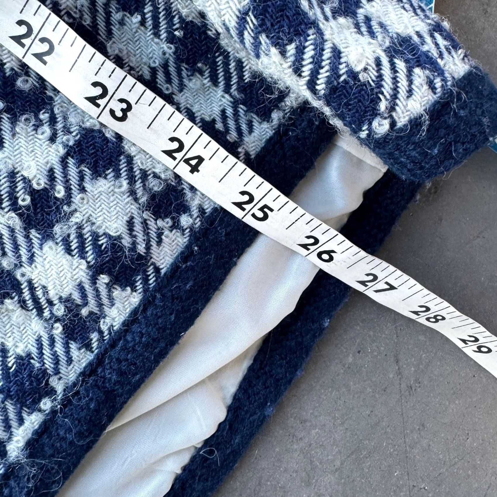 Vintage VINTAGE Norton McNaughton Blazer Gingham Tweed Navy White 12 Women Wool Blend Button Long Sleeve Mid-Length Regular Size XL / US 12-14 / IT 48-50 - 6 Thumbnail