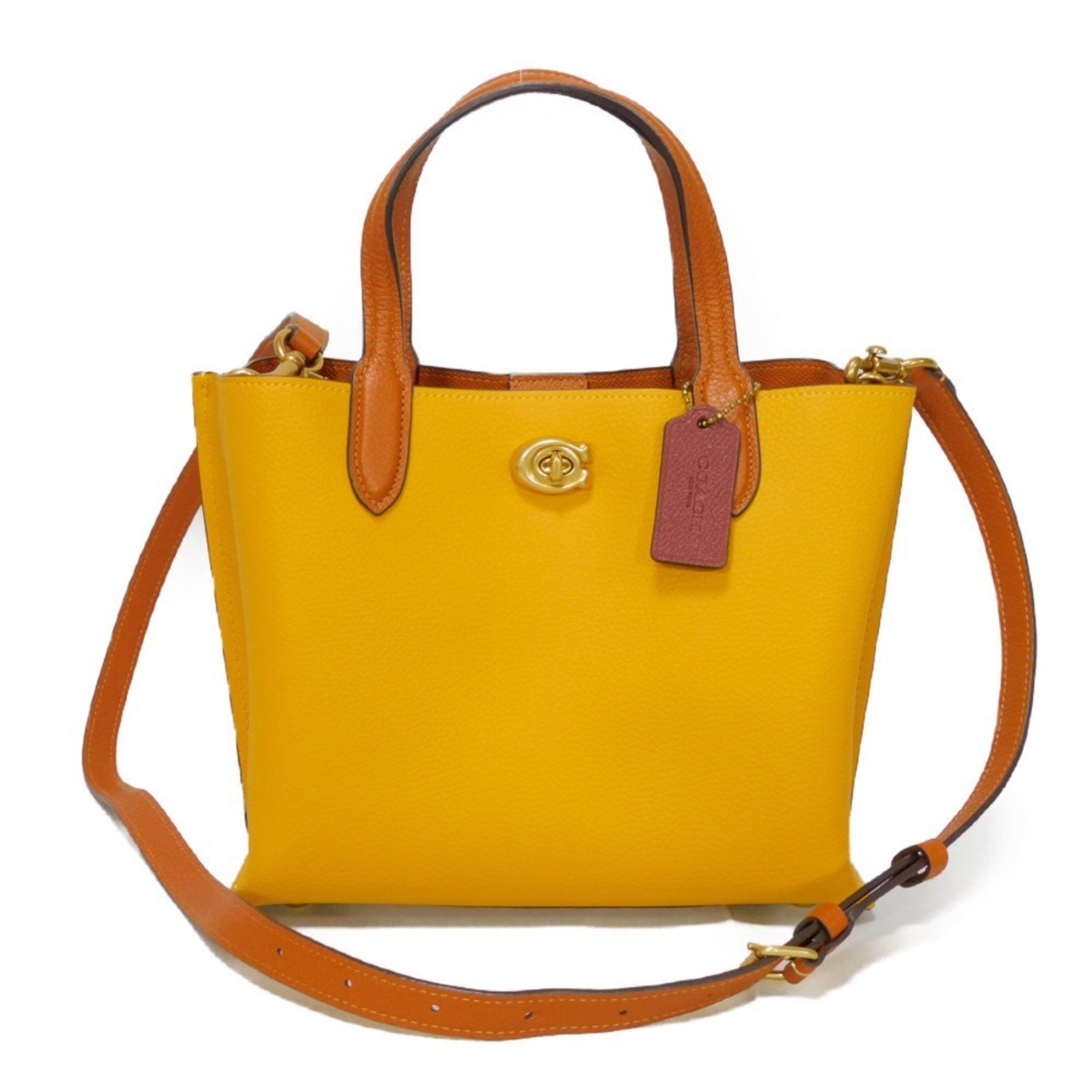 image of Coach Handbag Willow Tote 24 C Dark Yellow Brown Shoulder Bag Color Block Flux C8561 Women's in Mat
