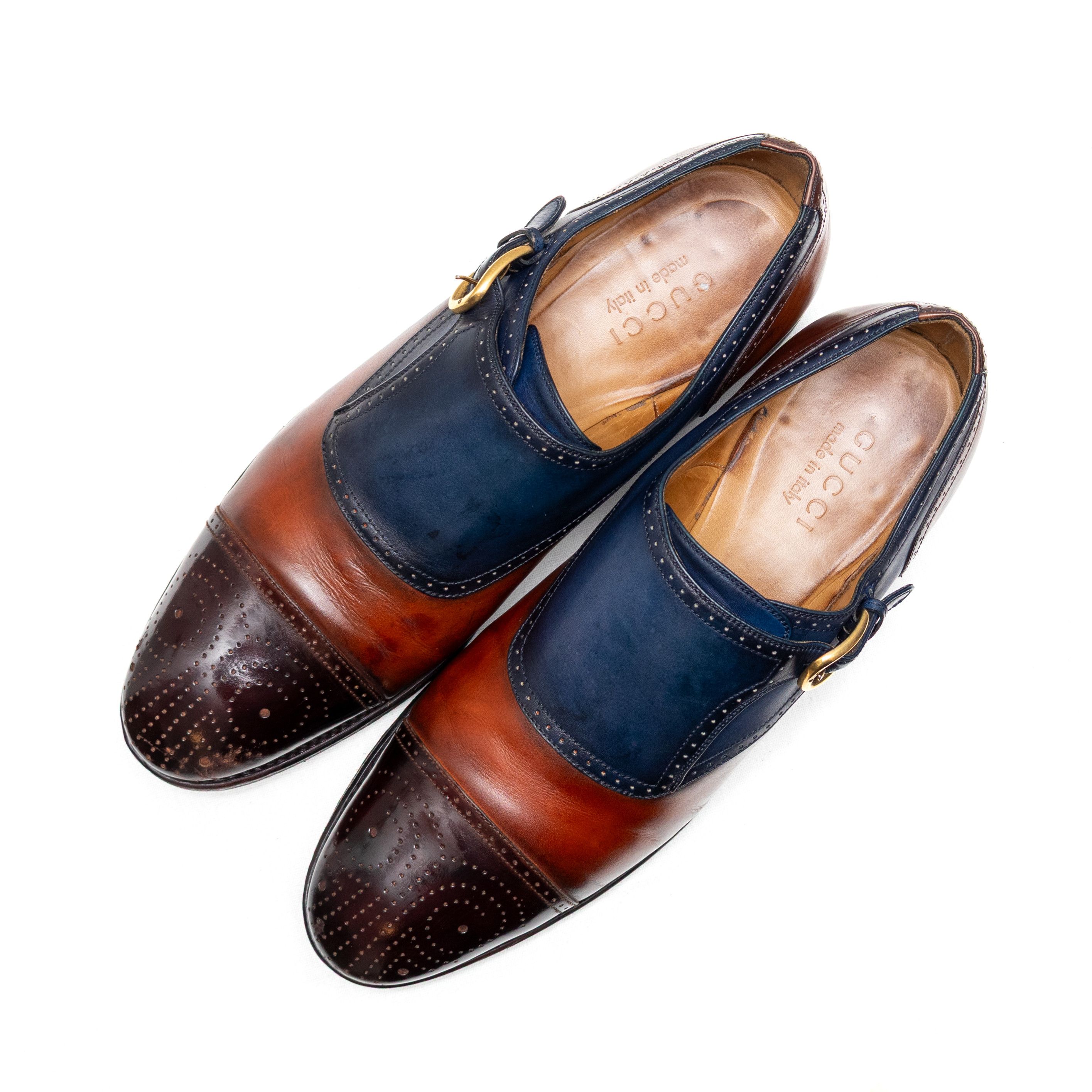 Gucci Gucci Men’s Leather Monk Strap Brogue Cap Toe Dress Shoes 9 Size US 9 / EU 42 - 7 Thumbnail