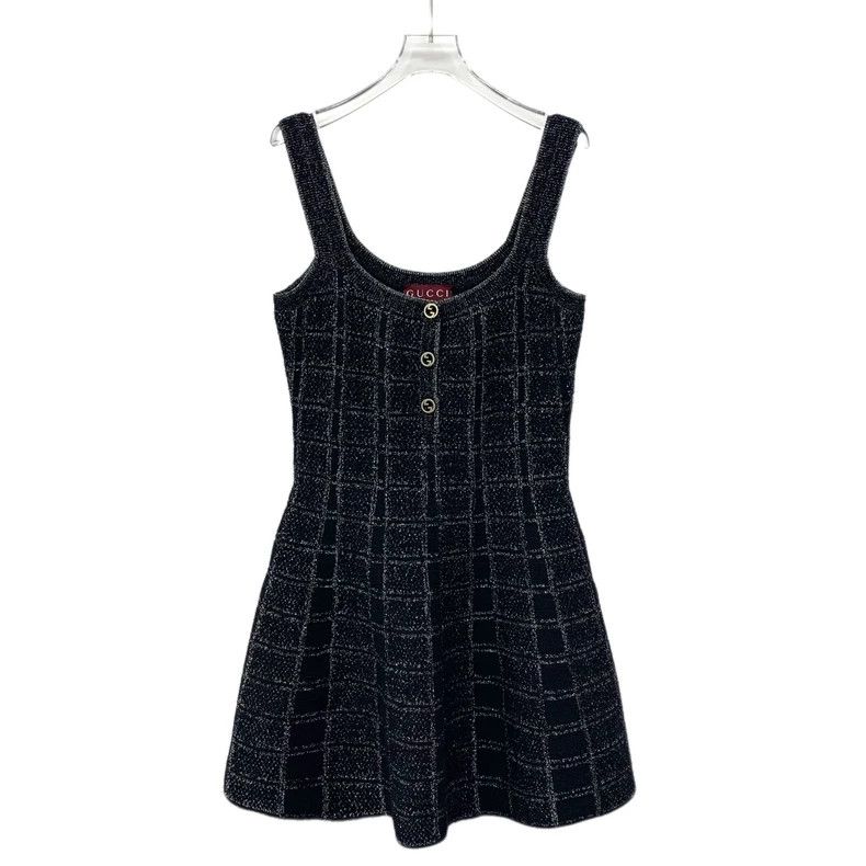 slim fit dress slacks Gucci Sequin-Embroidered Tulle Black Dress