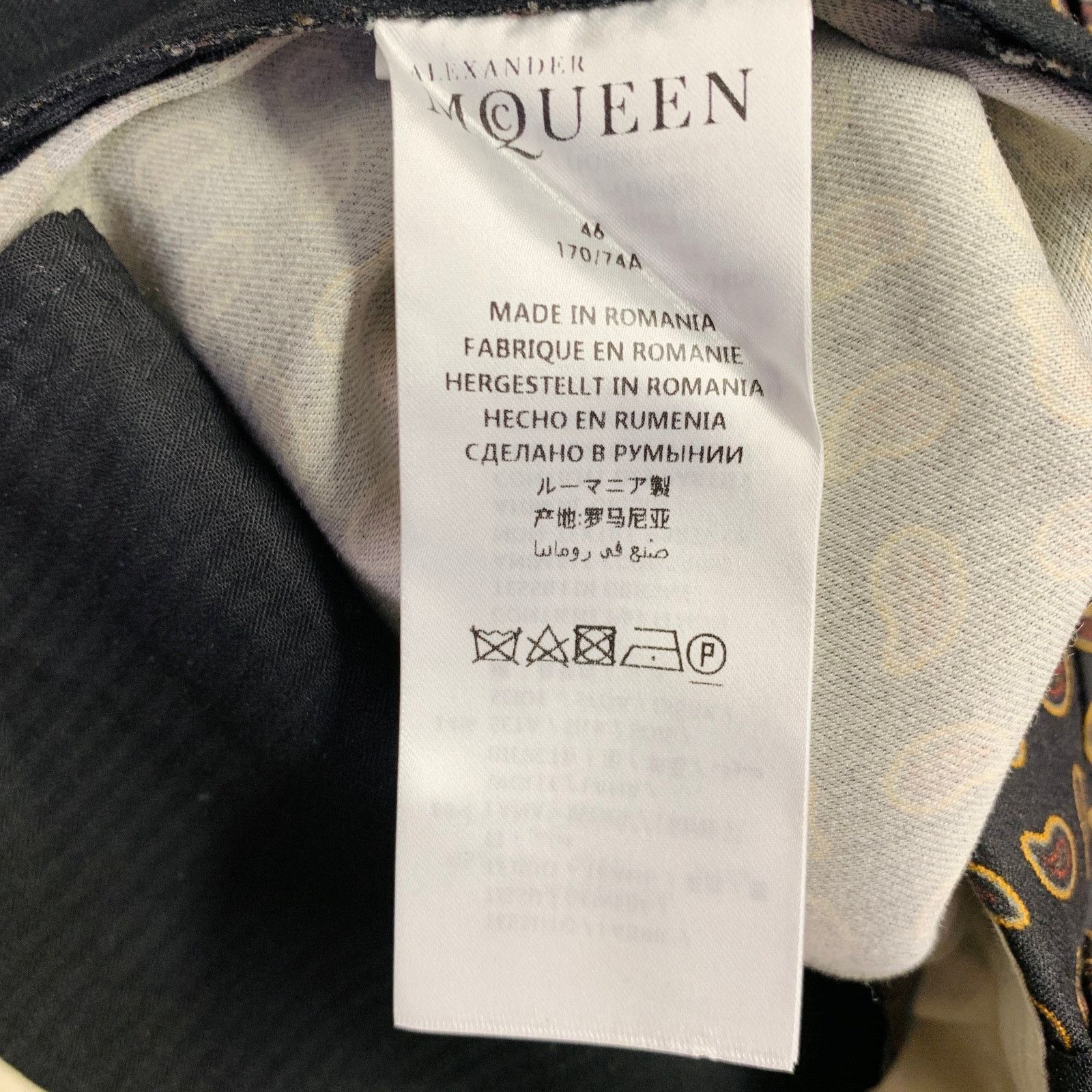 Alexander McQueen Size 34 Black Red Yellow Paisley Wool Silk Dress Pants Size US 34 / EU 50 - 7 Thumbnail