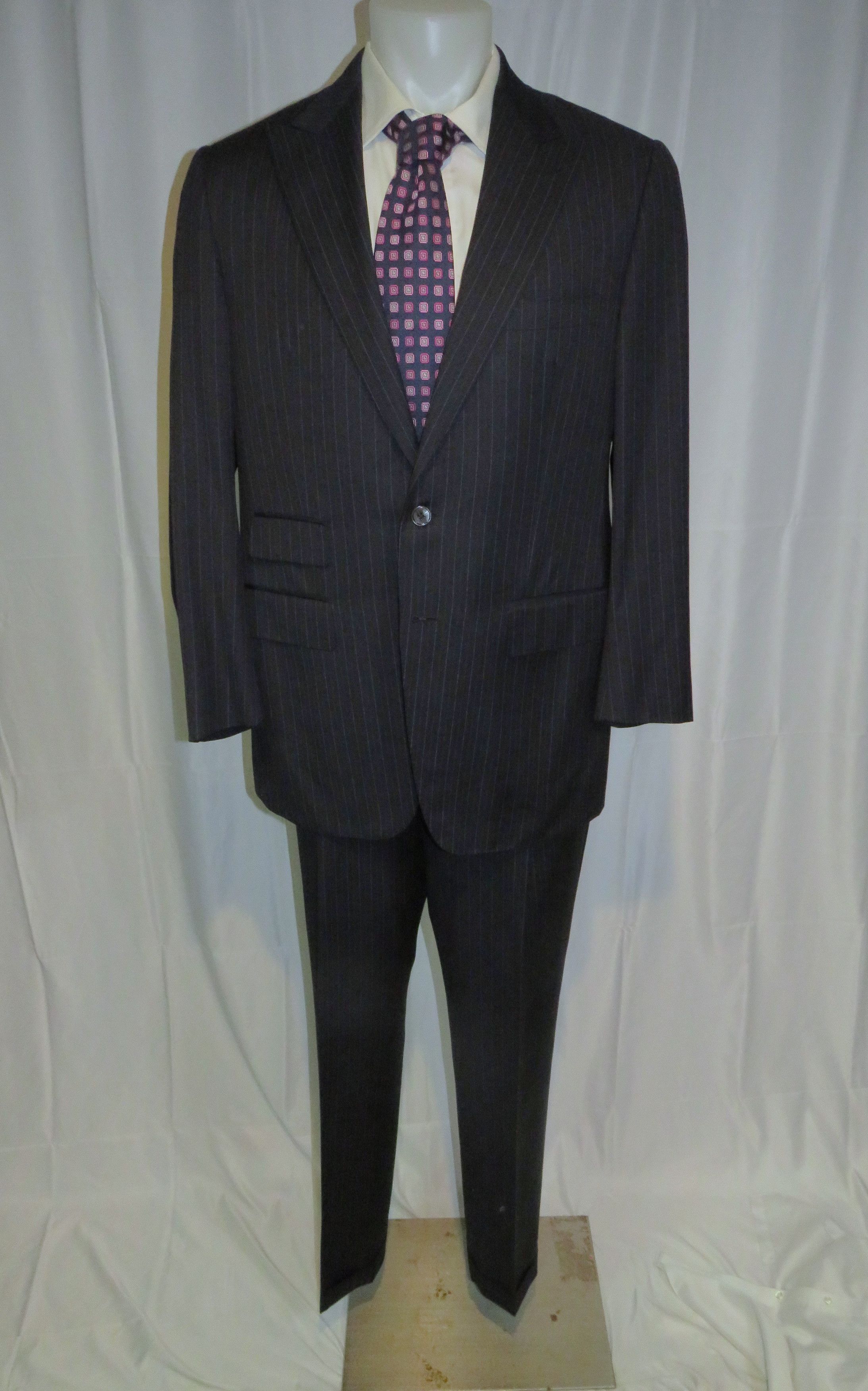 Other Marcello Vero by D'Avenza Navy Striped Two Button Suit 43R Size 44R - 1 Thumbnail