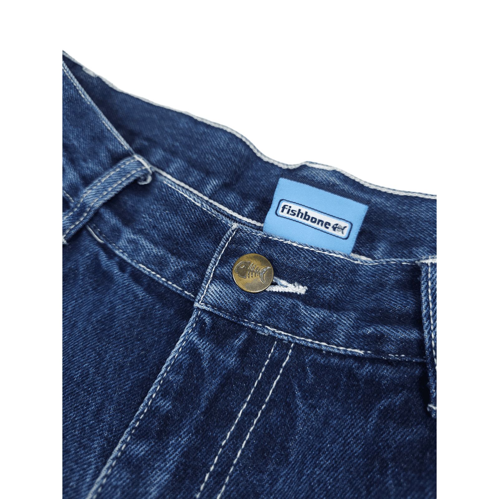 Japanese Brand 💎 Y2K Vintage Fishbone Denim JNCO Shorts Hip-Hop Rap Size US 32 / EU 48 - 6 Thumbnail