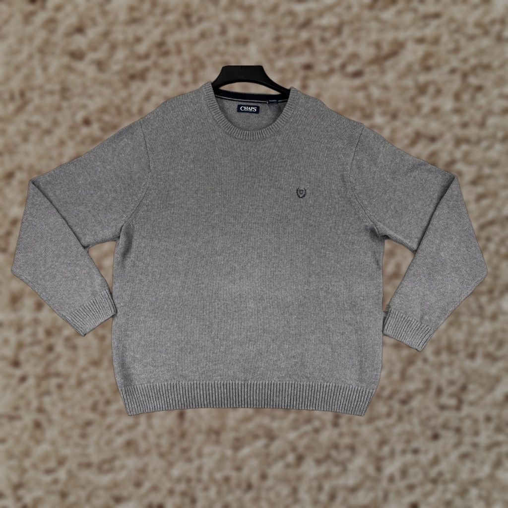 Chaps VINTAGE Chaps Sweater Mens XL Gray Knit 100% Cotton Crew Neck Embroidered Logo Shirt? Size US XL / EU 56 / 4 - 1 Thumbnail