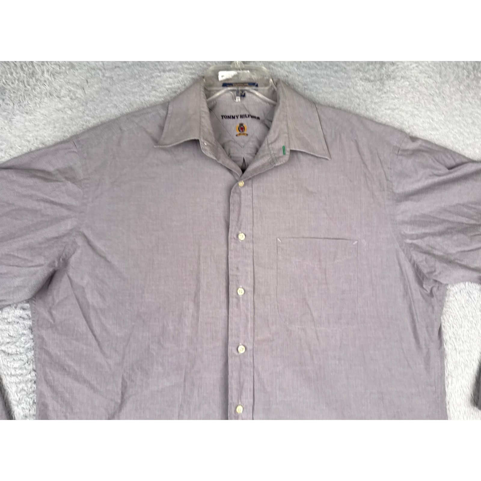 Tommy Hilfiger Tommy Hilfiger Shirt Men Gray Button-Up Long Sleeve Pocket Cotton 32-33 XL Regular Button-Down Chest 44 in Size US XL / EU 56 / 4 - 4 Thumbnail