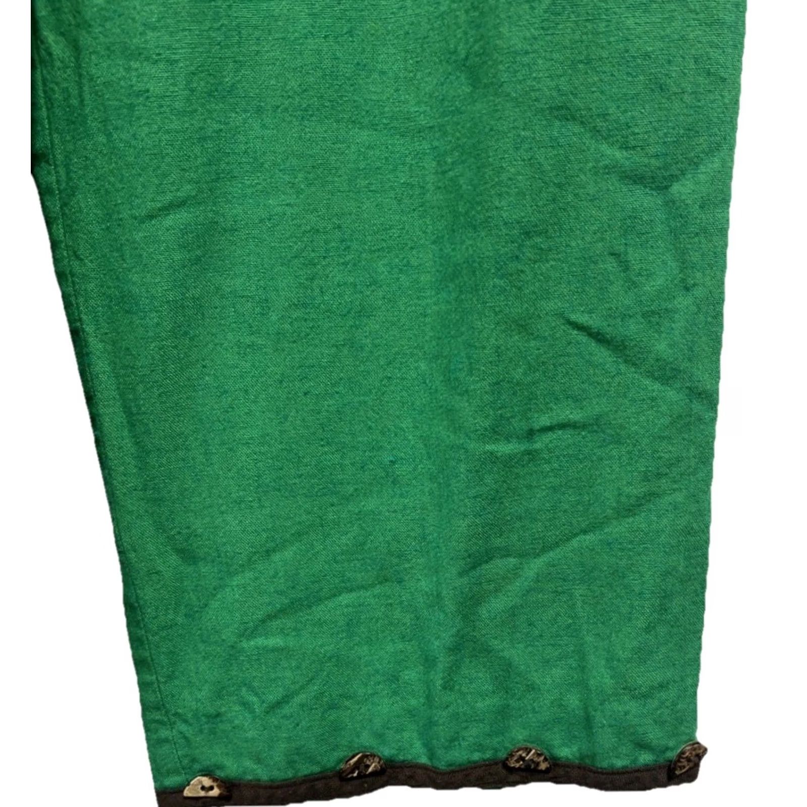 Vintage VINTAGE Sharon Young Linen Blend Pants Women's Size 10 Green Boho Cropped 20in Inseam USA Size 32" / US 10 / IT 46 - 7 Thumbnail