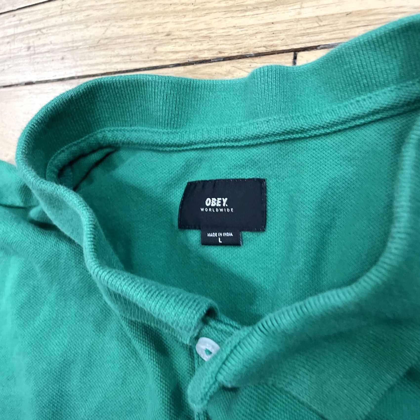 Obey OBEY Polo Shirt Men L Green Blue Colorblock Y2k Streetwear Knit Polo Shirt Colorblock Logo Short Sleeve Casual Golf 90s Preppy Size US L / EU 52-54 / 3 - 6 Thumbnail