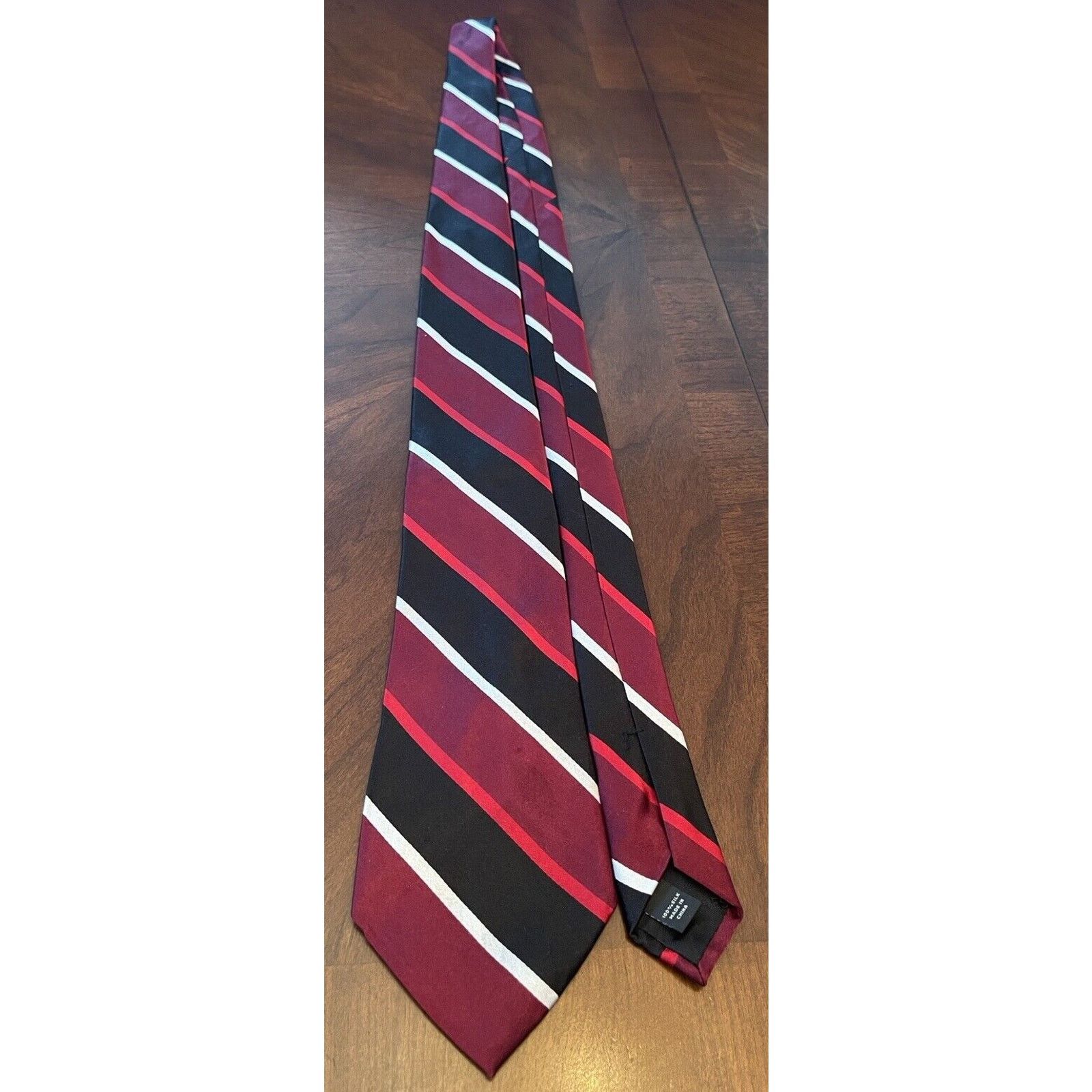 Express Express Burgundy Black Red 100% Silk Made In China Size ONE SIZE - 3 Thumbnail