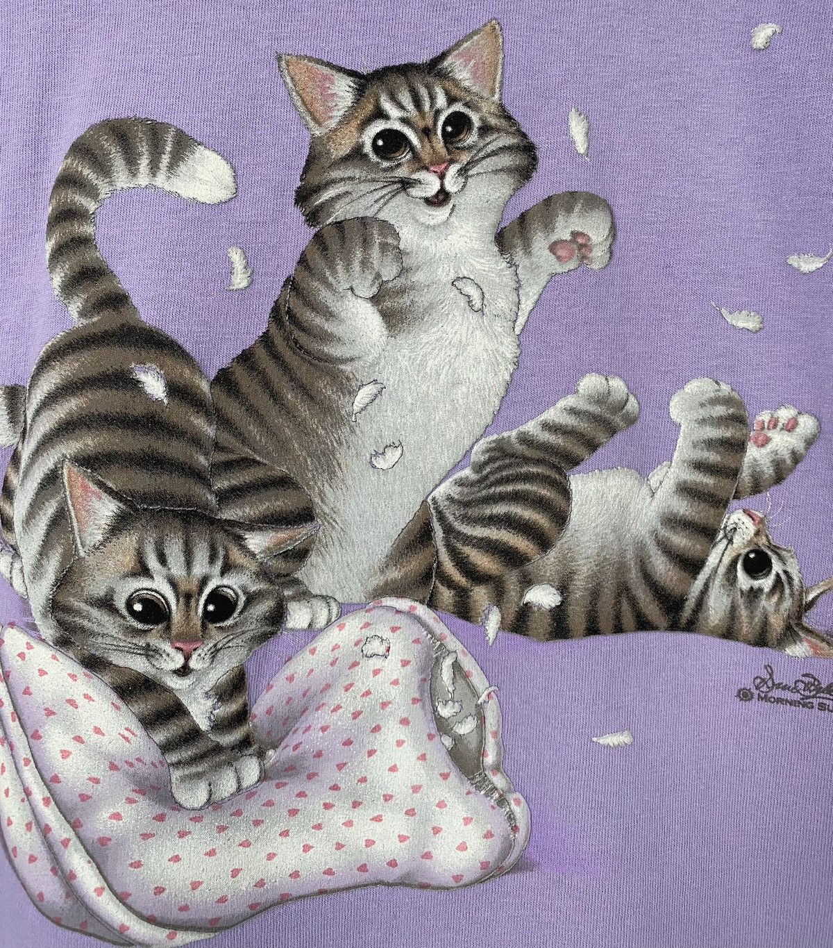 Vintage 90’s Morning Sun Cat Kittens Collared T-shirt Womens Medium Size M / US 6-8 / IT 42-44 - 3 Thumbnail