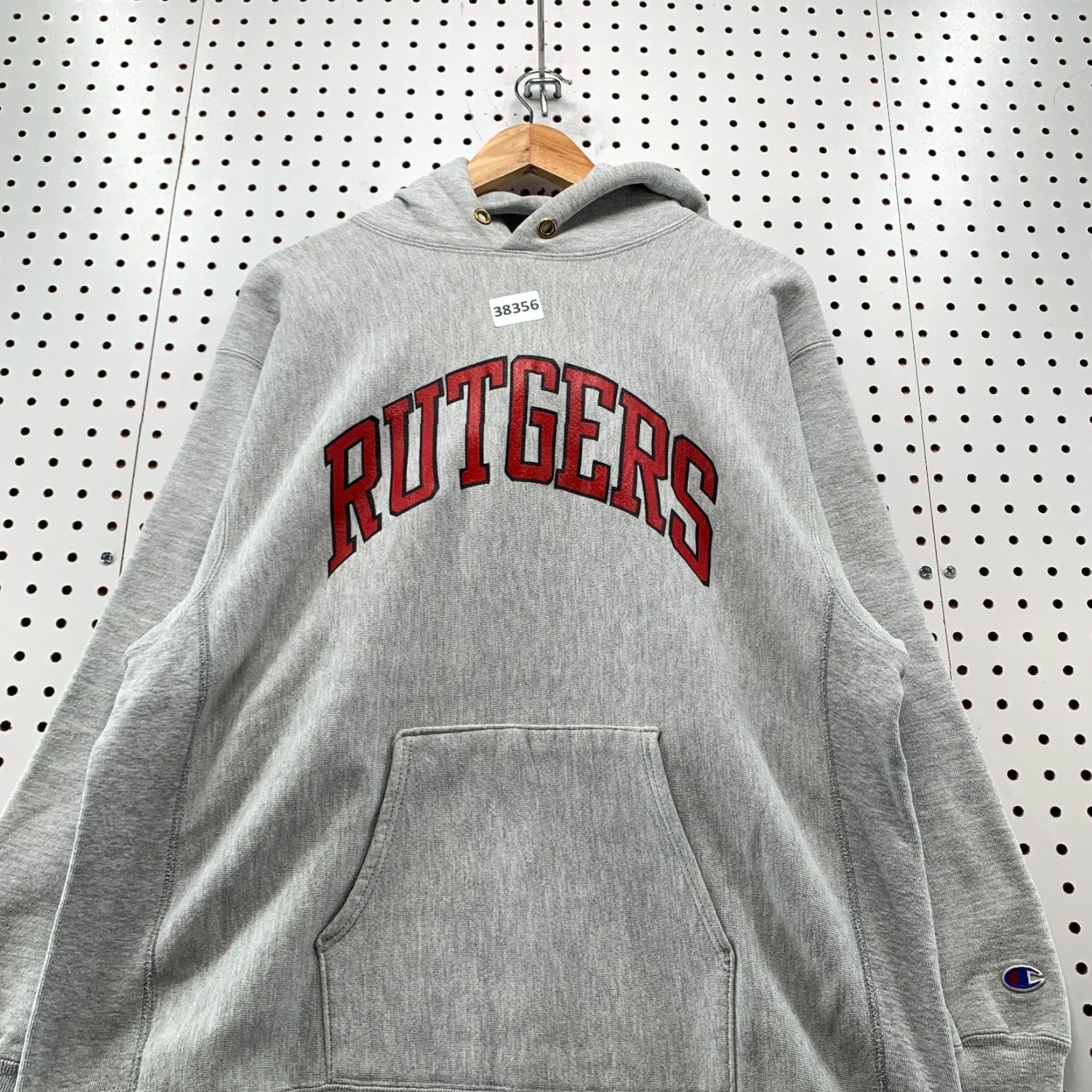 Champion Vintage 1980s Rutgers Hoodie Sweatshirt Men XL Gray Champion Reverse Weave USA 23x27 Graphic Print Pullover Heavyweight Size US XL / EU 56 / 4 - 5 Thumbnail