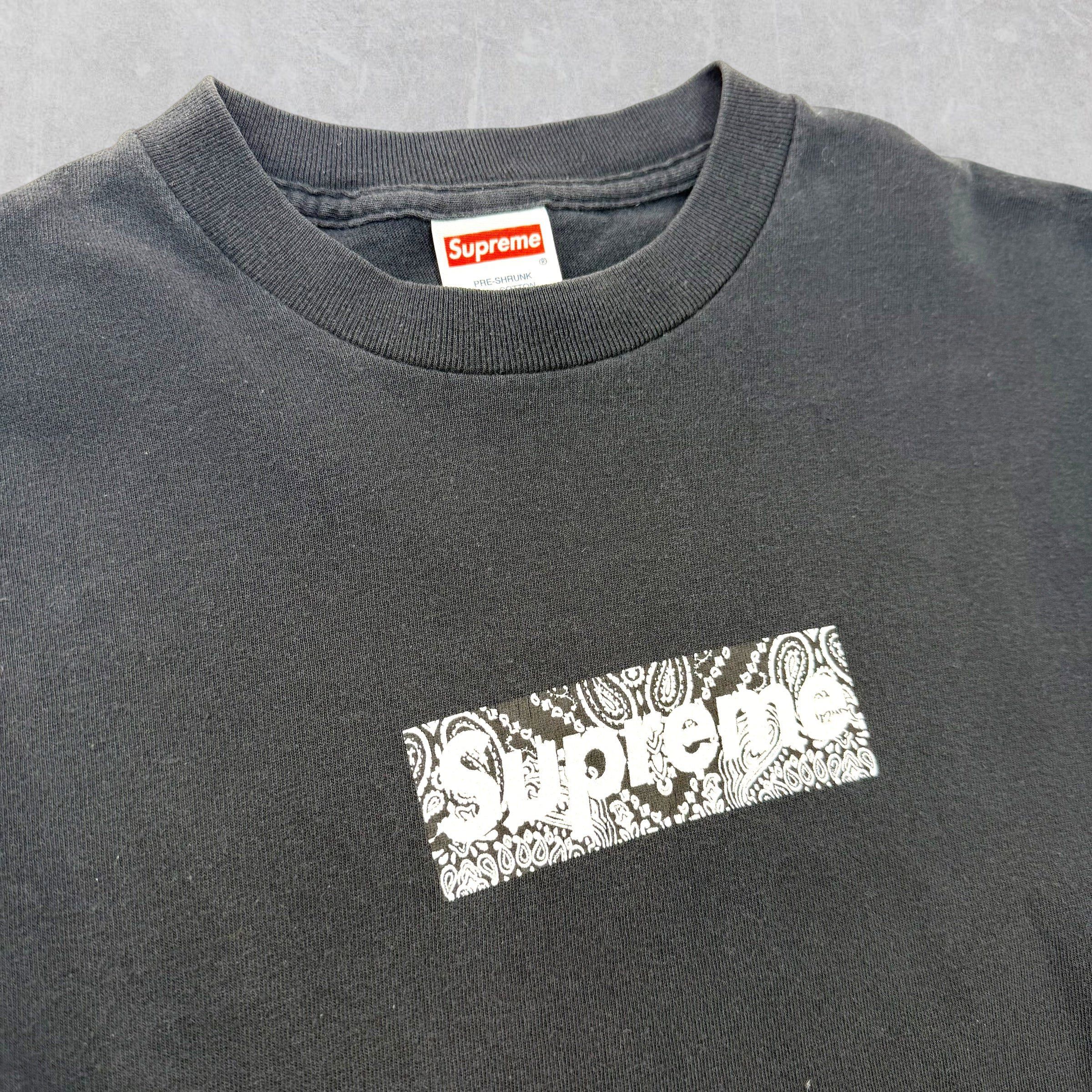 Supreme Supreme Navy Paisley Box Logo Tee M Size US M / EU 48-50 / 2 - 3 Thumbnail