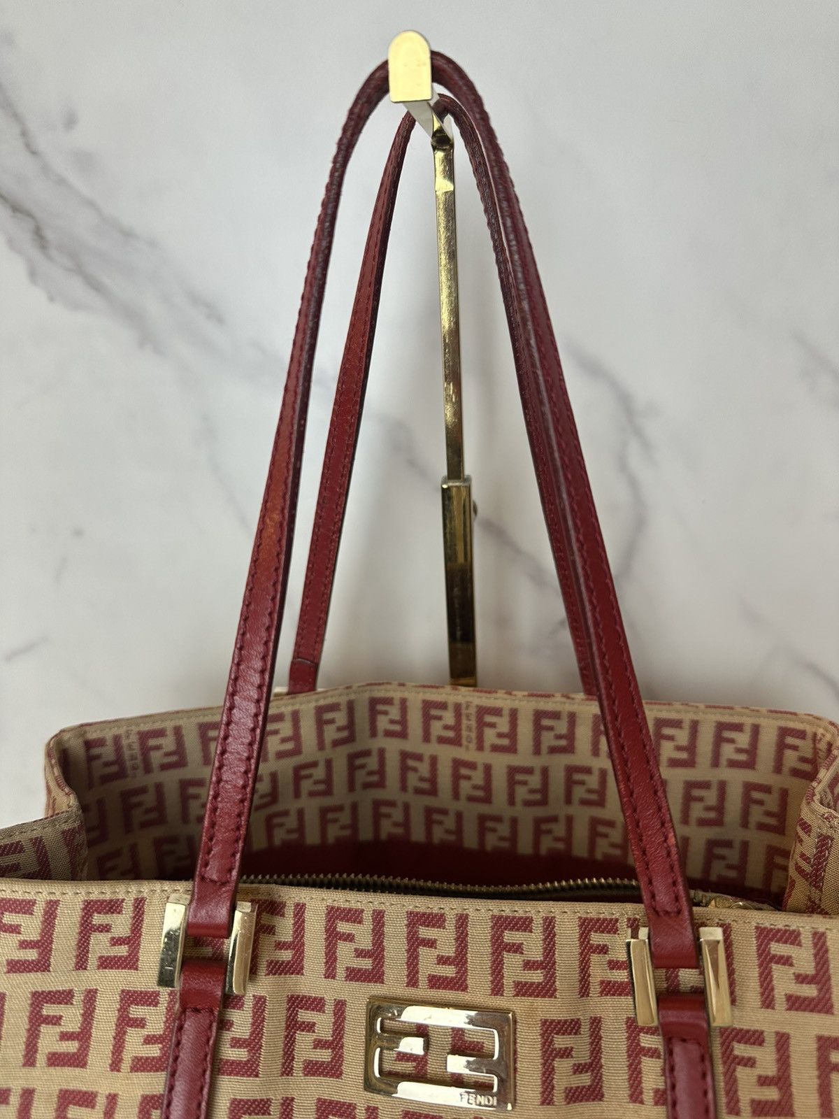 Fendi Fendi 1990s Red Zucca Canvas Tote Size ONE SIZE - 4 Thumbnail