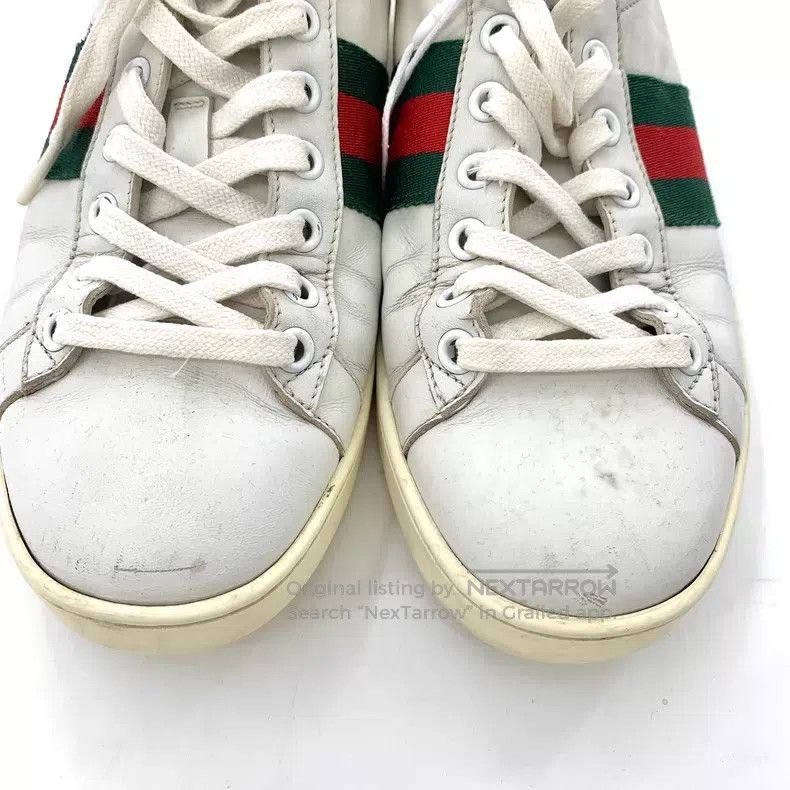 Gucci Gucci Ace series white striped webbing lace-up casual flat Size US 6.5 / IT 36.5 - 8 Thumbnail