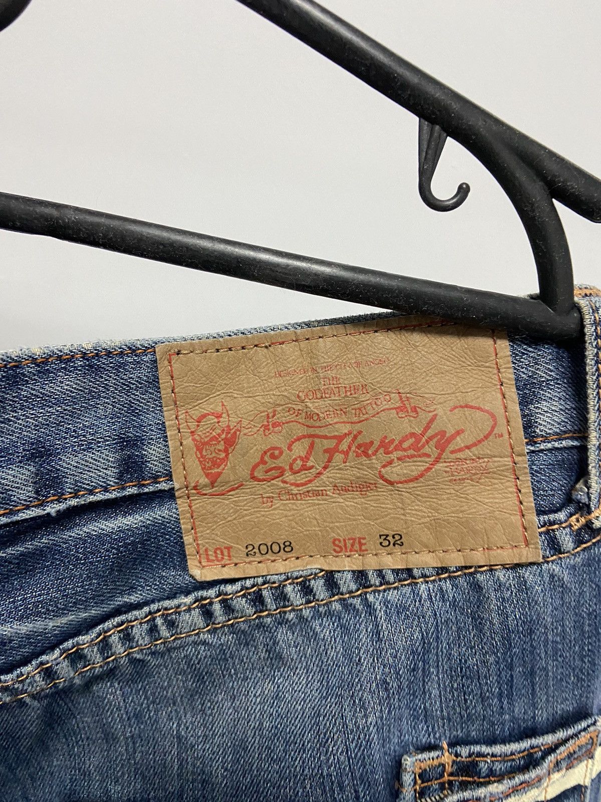 Ed Hardy × Vintage Ed Hardy shorts Vintage Denim sk8 pocket skull eagle Logo Size US 32 / EU 48 - 10 Thumbnail