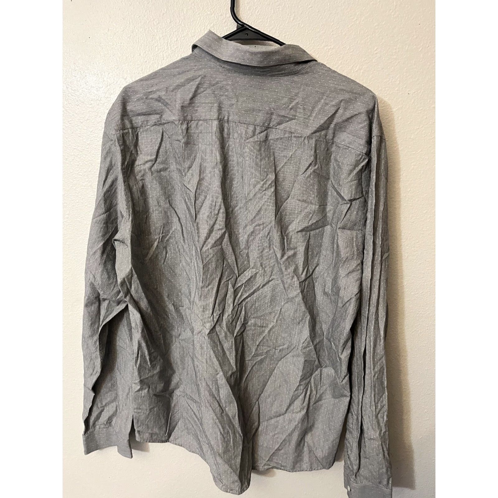 H&M H&M Classic Button-Up Dress Shirt XL Gray Striped Long Sleeve Mens Size 46R - 3 Thumbnail