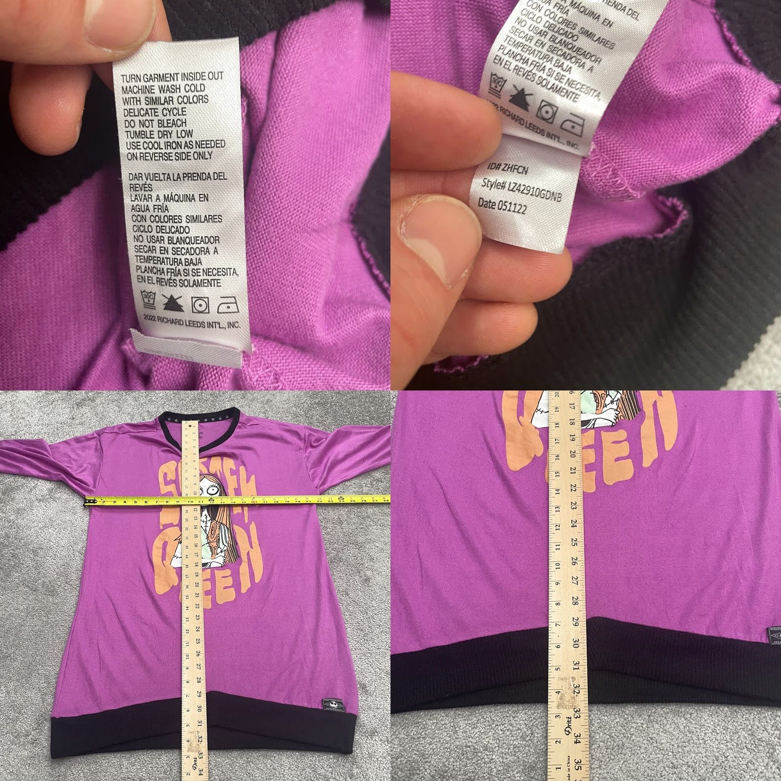 Disney Disney The Nightmare Before Christmas Sleepwear Dress Womens L Pink Crew Neck Knit Polyester Spandex Graphic Print Logo Halloween Christmas Movie Size L / US 10 / IT 46 - 8 Thumbnail