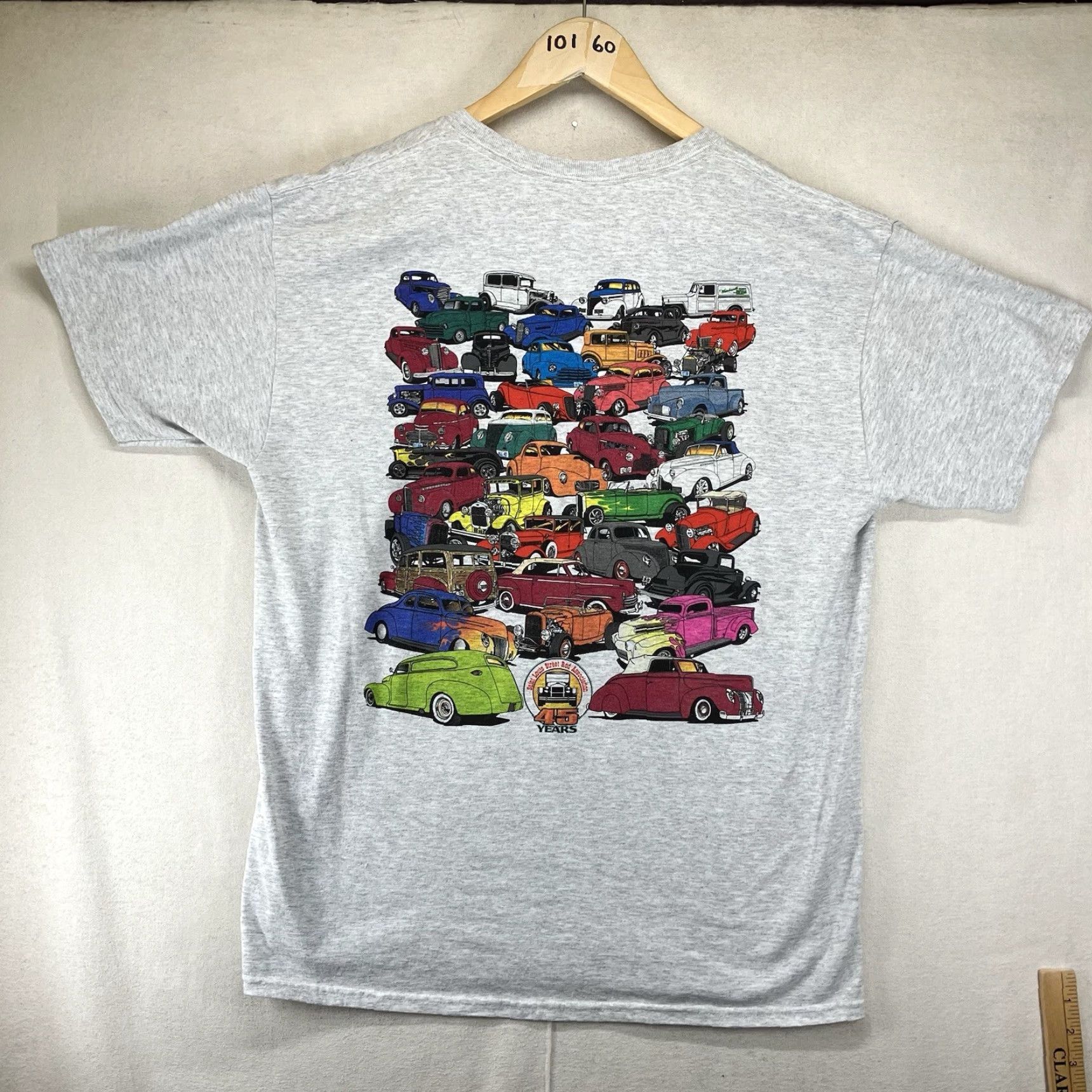 Jerzees Mens JERZEES T-Shirt Large St. Louis Street Rod Association's 2016 Logo Gray Cotton Polyester Crew Neck Short Sleeve Casual Size US L / EU 52-54 / 3 - 2 Thumbnail