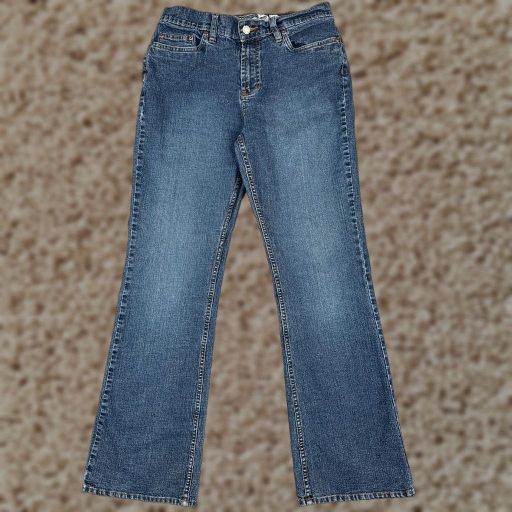 Bamboo Jeans Womens Jeans Flared Jeans Juniors 11 Blue Denim Mid Rise 25x29 Cowboy Southwestern Designer 90s?