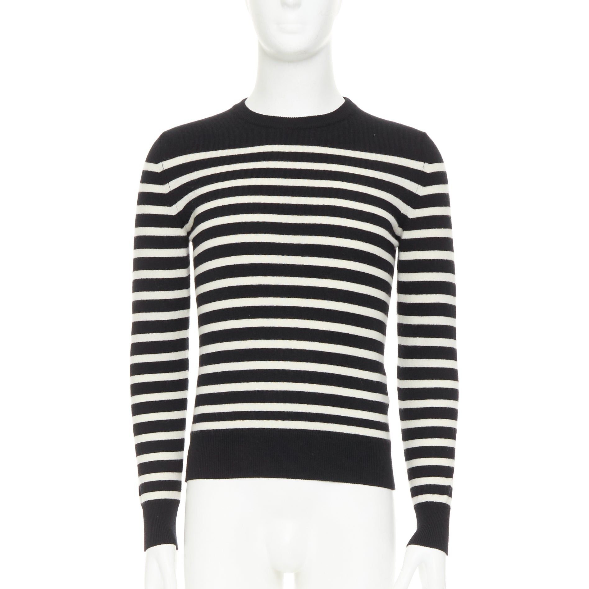 Saint Laurent Paris SAINT LAURENT 2017 100% Cashmere black white horizontal striped crewneck sweater XS Size US XS / EU 42 / 0 - 1 Thumbnail