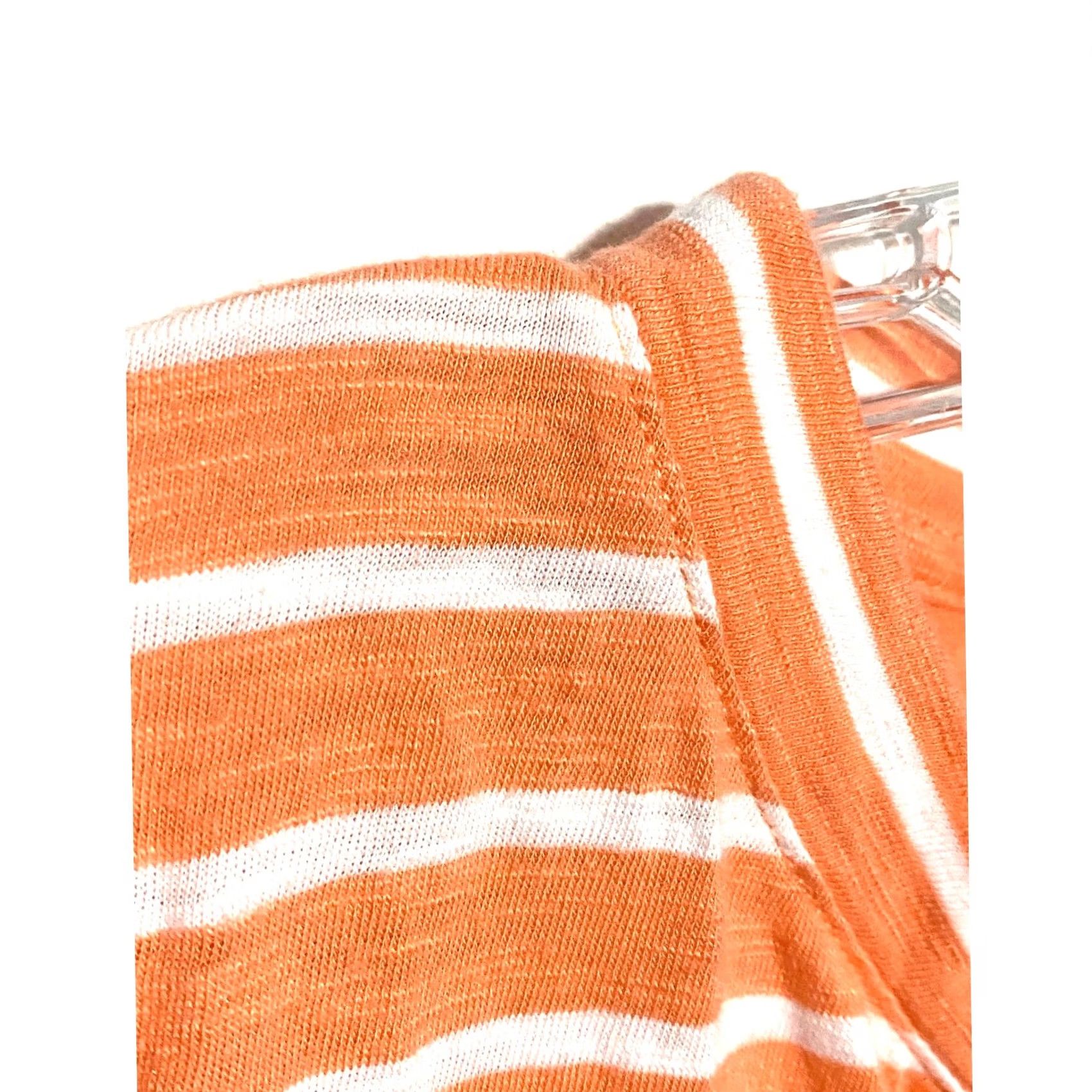 Talbots Talbots Shirt T-Shirt Petite M Orange White Striped Split Neck Beachy Coastal Summer Modal Cotton Size M / US 6-8 / IT 42-44 - 3 Thumbnail