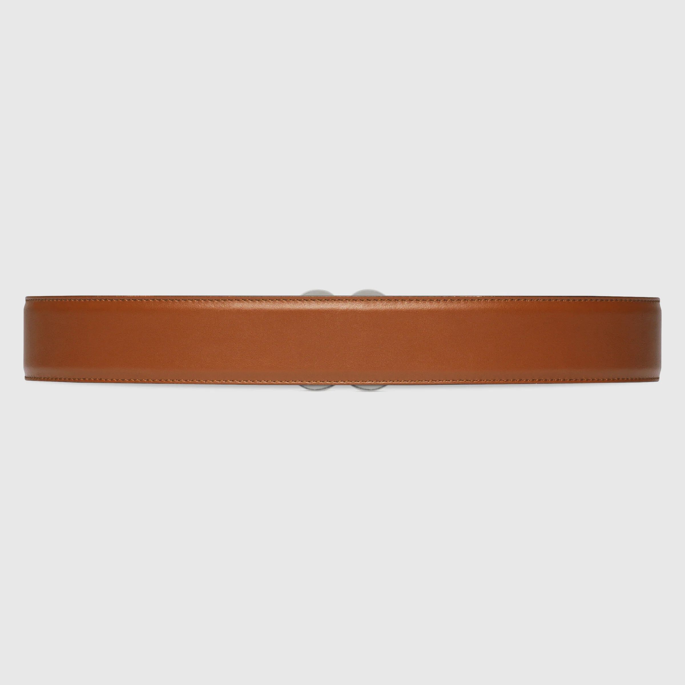 Gucci Men's GG Buckle Wide Belt In Brown Leather Size 75 Size ONE SIZE - 3 Thumbnail