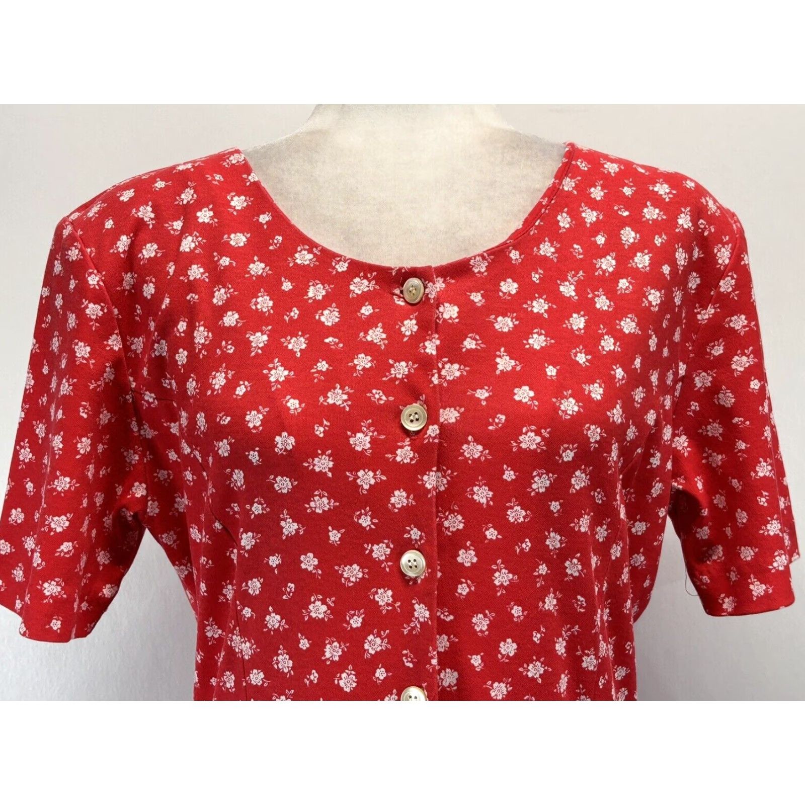 Vintage VINTAGE Fenwick Floral Midi Dress Womens Medium Red Cottagecore 1990s Prairie Casual Size M / US 6-8 / IT 42-44 - 5 Thumbnail