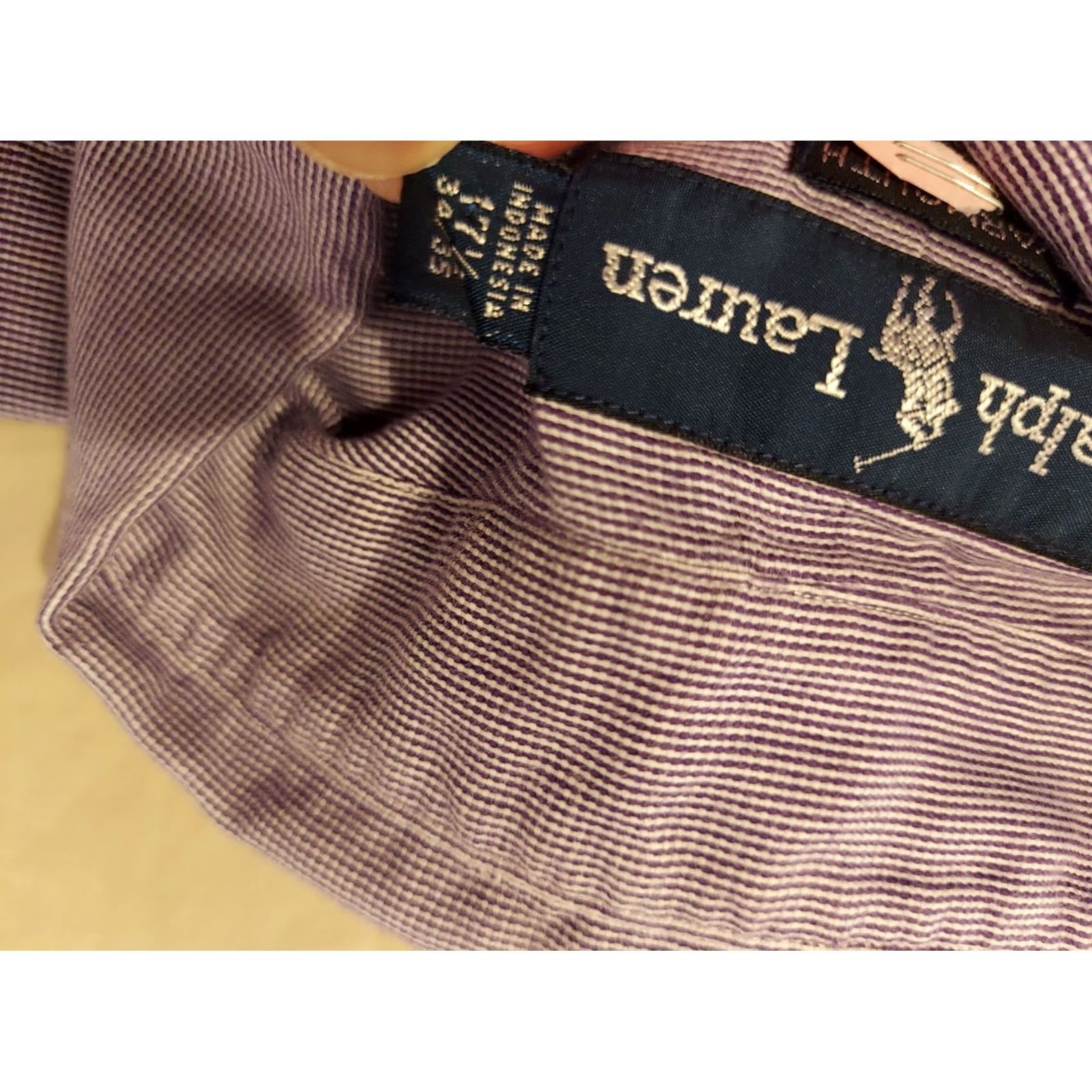 Polo Ralph Lauren VINTAGE Polo Ralph Lauren Dress Shirt 17 34 35 Purple Cotton Buttons Mens Shirt Ladies? Size 46R - 3 Thumbnail
