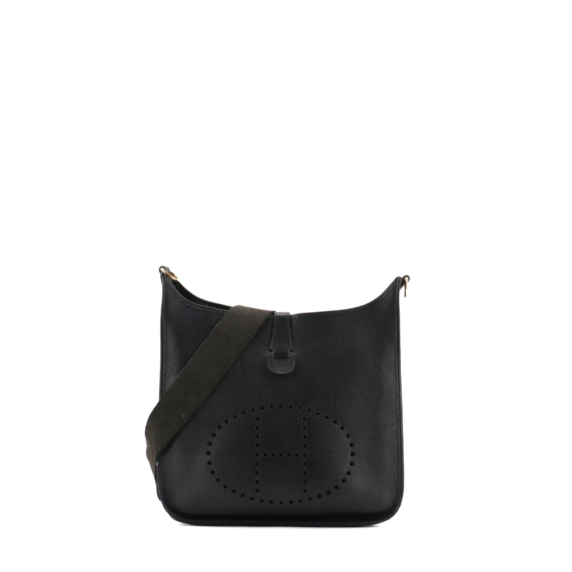 Hermes HERMÈS - Evelyne III Hermès shoulder bag in black clemence leather Size ONE SIZE - 1 Thumbnail