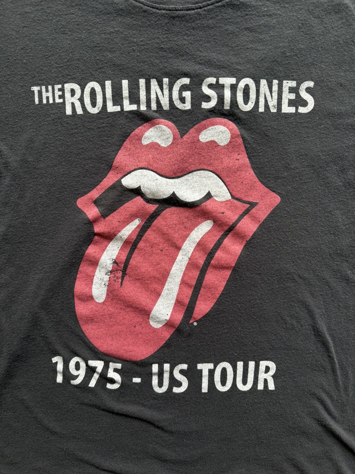 The Rolling Stones Y2K Retro The Rolling Stones 1975 USA Tour Faded Black Shirt Size US L / EU 52-54 / 3 - 2 Thumbnail
