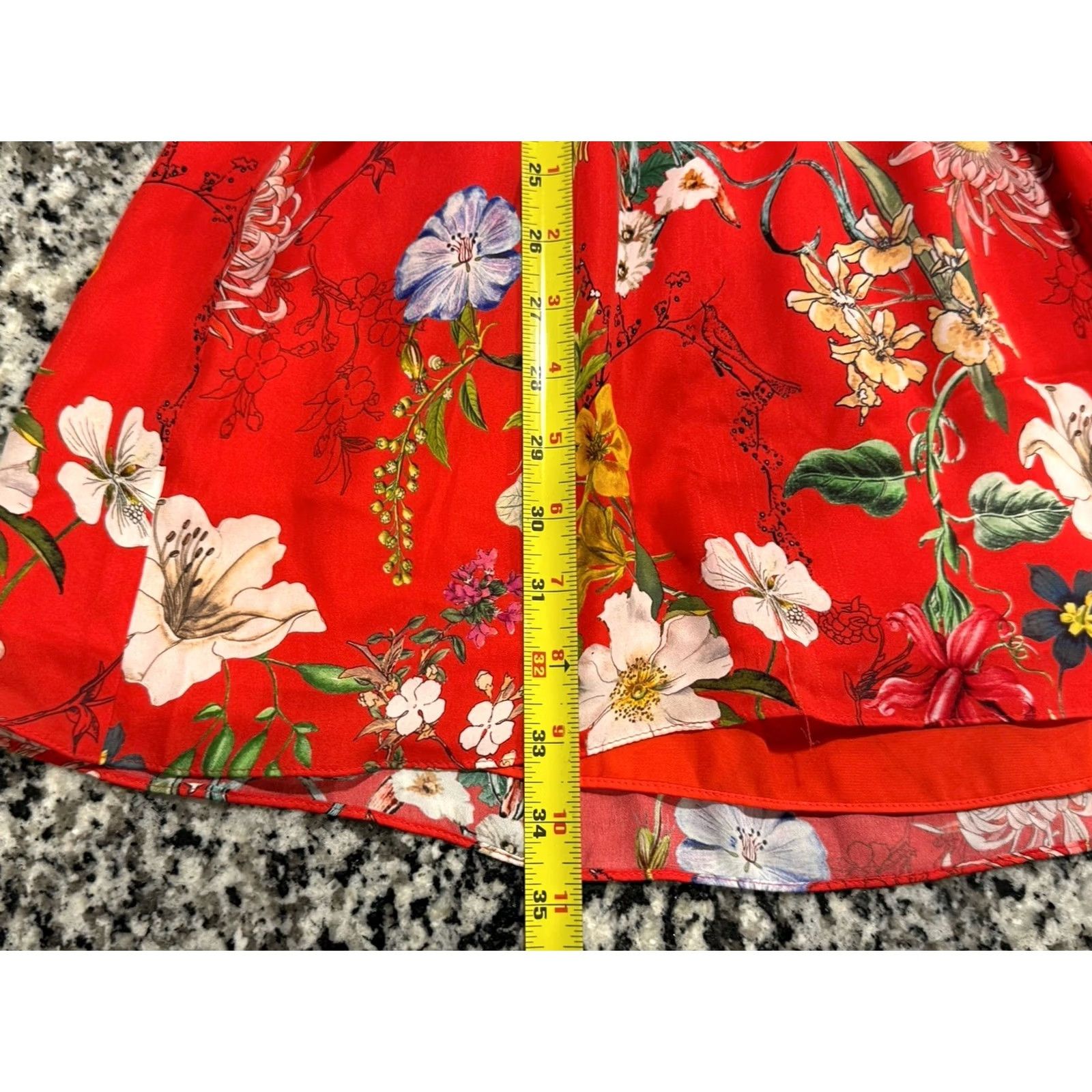 Parker Parker Larissa Red Mini Dress S 100% Silk Sangria Floral Feminine Travel Women Size S / US 4 / IT 40 - 3 Thumbnail