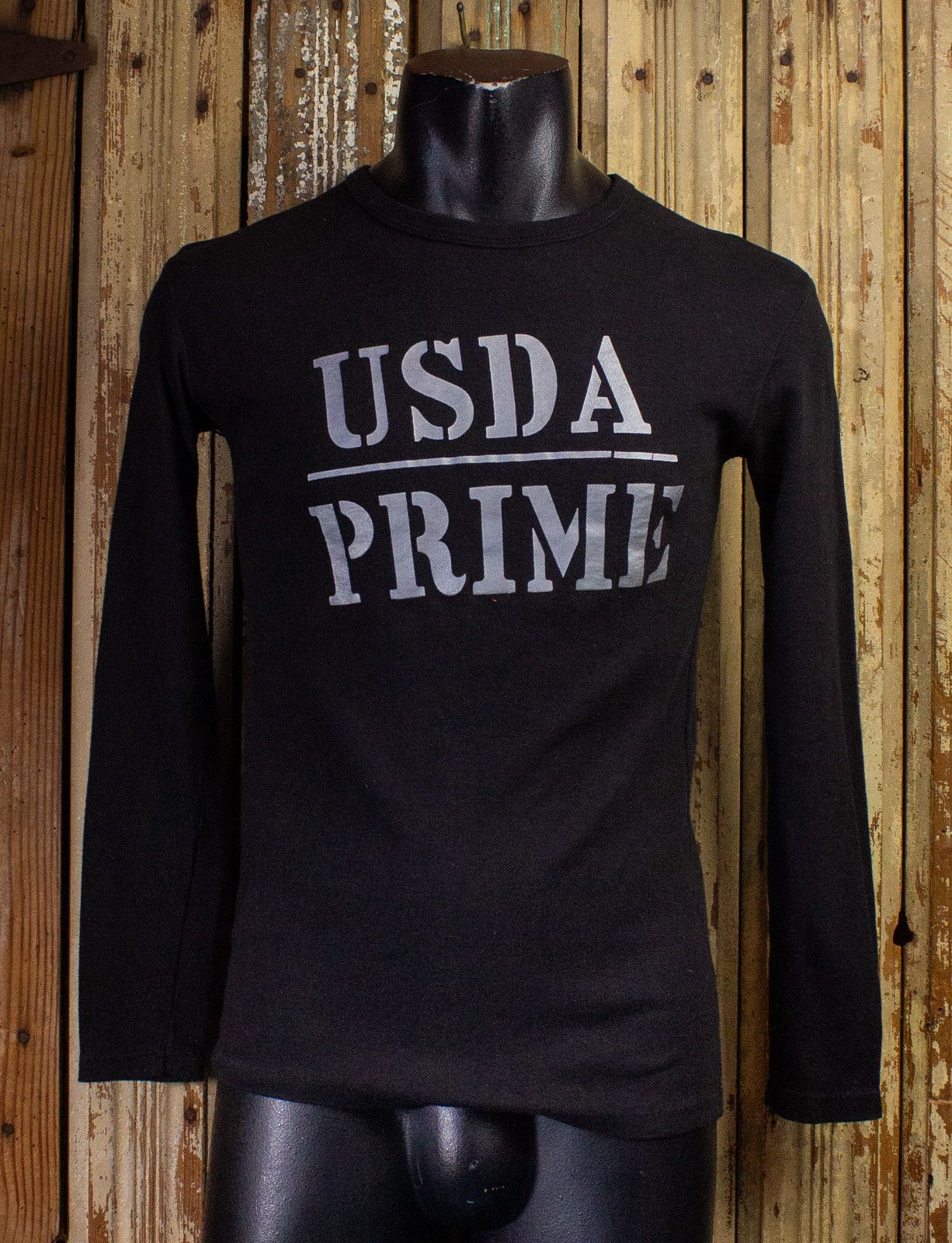 image of Vintage Usda Prime Long Sleeve Graphic T Shirt 70's in Black, Men's (Size Small)