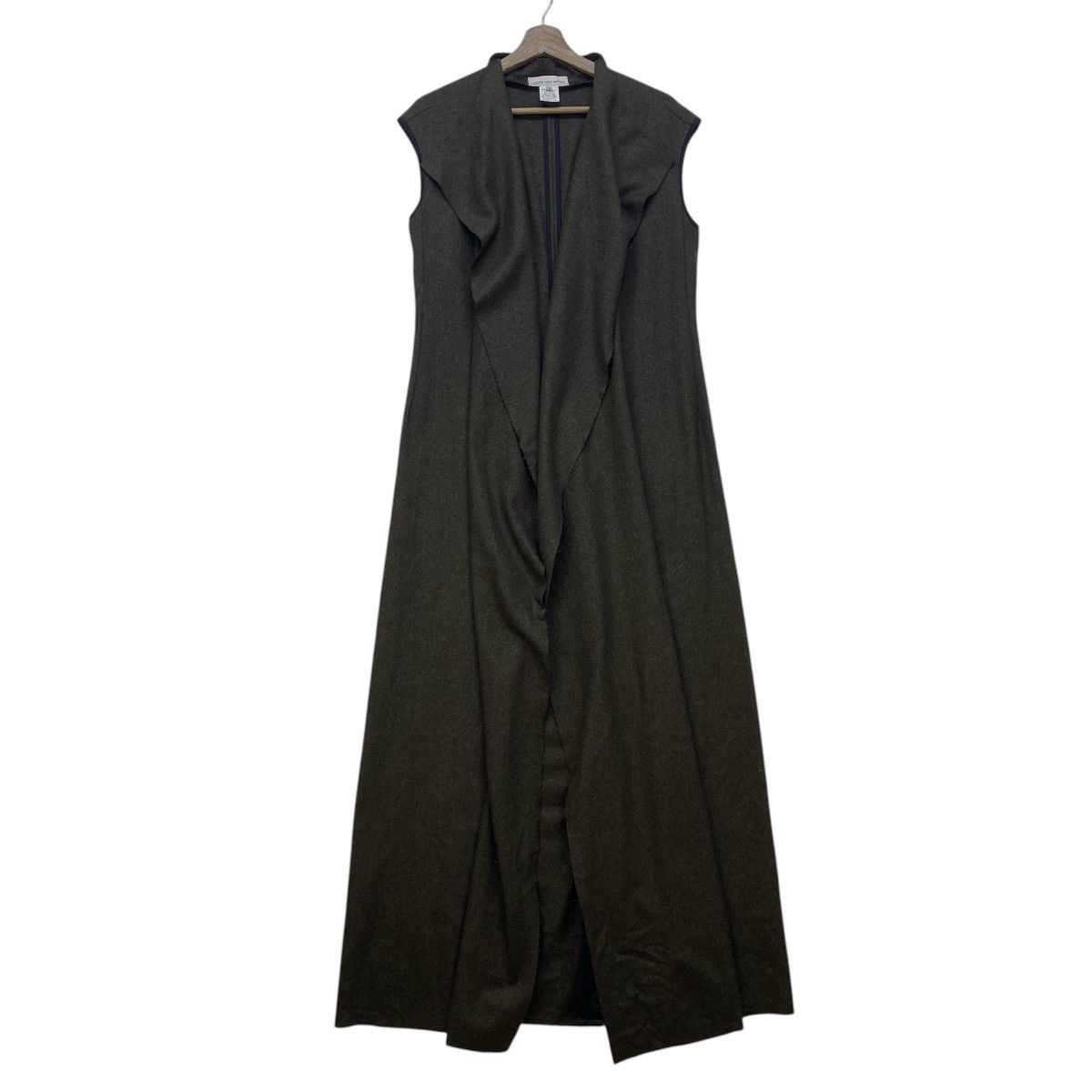 Dries Van Noten Sleeveless & Buttonless Distressed Wool Long Cardigan Coat Size XS / US 0-2 / IT 36-38 - 3 Thumbnail
