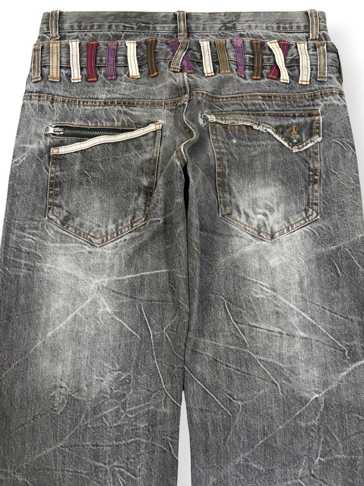 Hysteric Glamour Vintage Nylaus Double Waist Studded Cracked Wash Punk Jeans Size US 33 - 10 Thumbnail