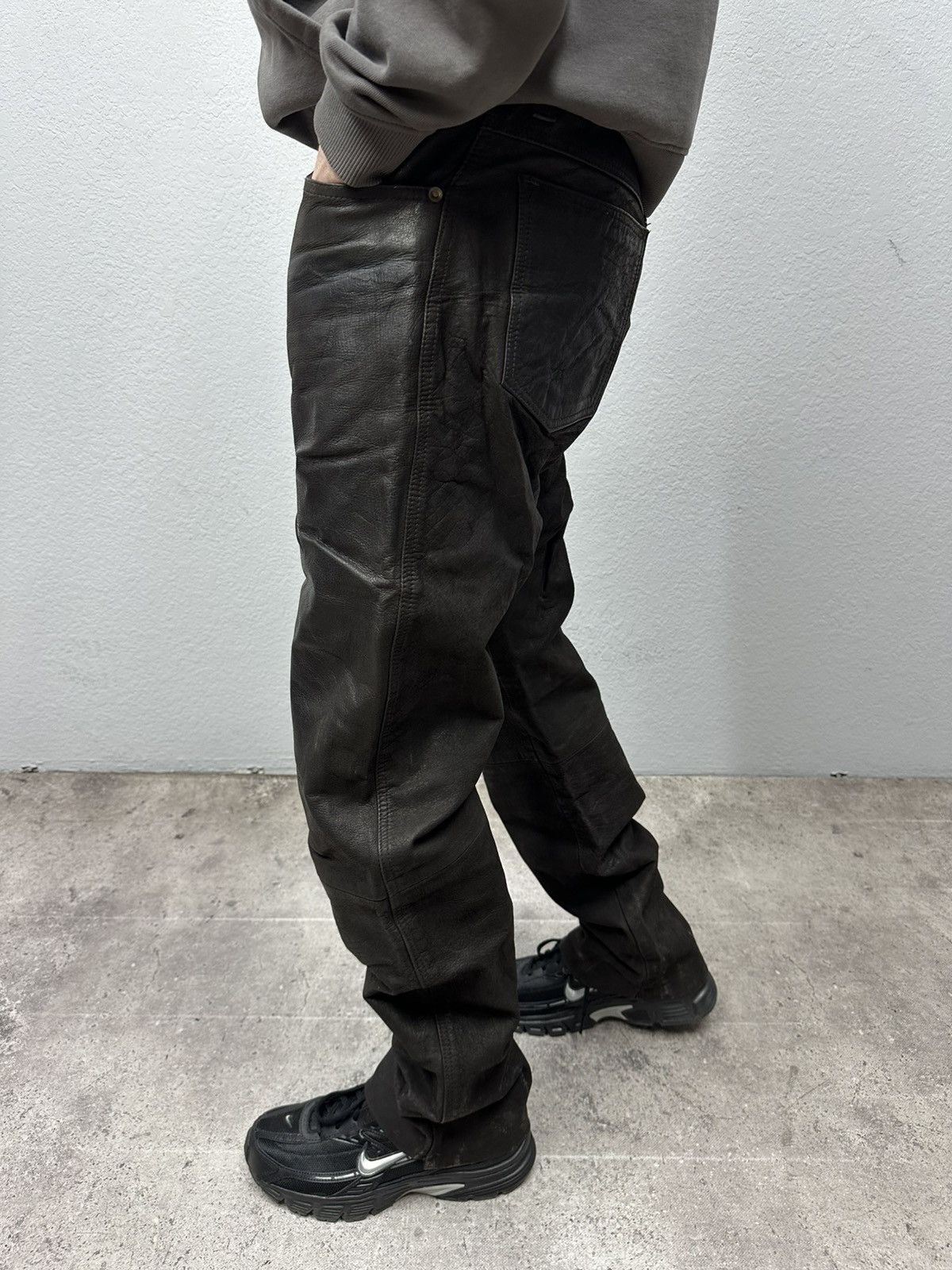 Leather Vintage Rock n Roll Leather Pants Black Motorcycle Y2K Size US 31 - 2 Thumbnail