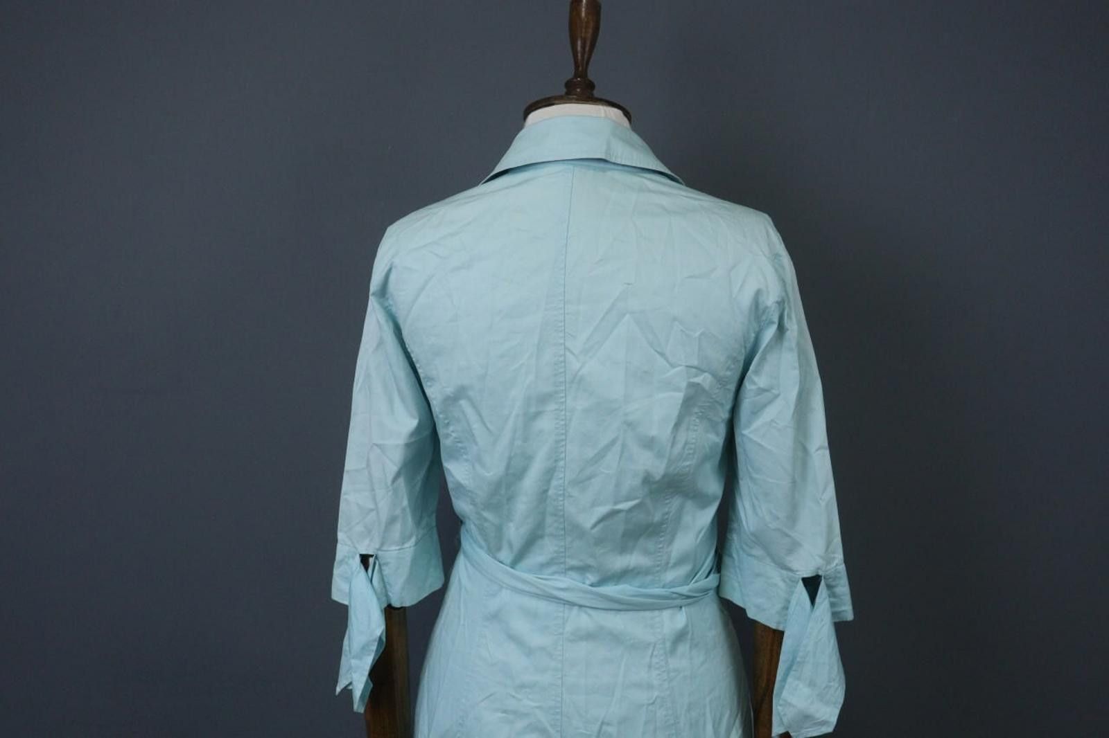Polo Ralph Lauren Laurel Blue 100% Cotton Collared Belted Wrap Dress Size 36 Size M / US 6-8 / IT 42-44 - 11 Thumbnail
