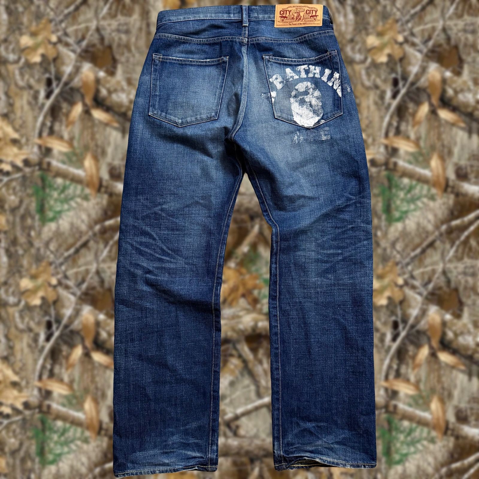 Bape A Bathing Ape bape paint spell out ape logo design jeans Size US 31 - 1 Thumbnail