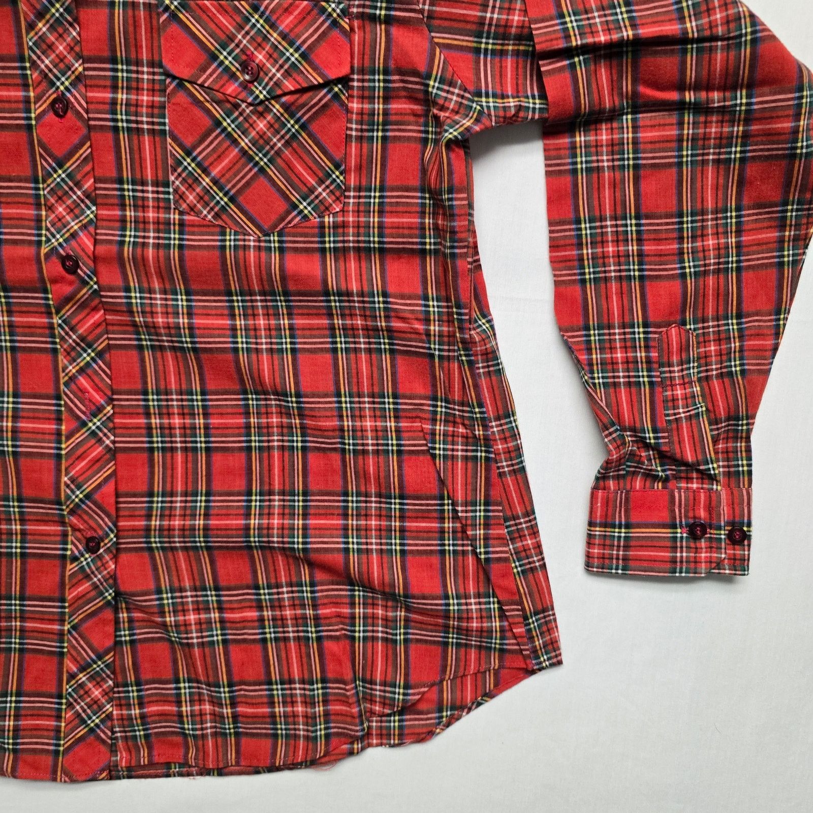Vintage Vintage Amy Barr 12 Red Plaid Long Sleeve Button Blouse Size XL / US 12-14 / IT 48-50 - 2 Thumbnail