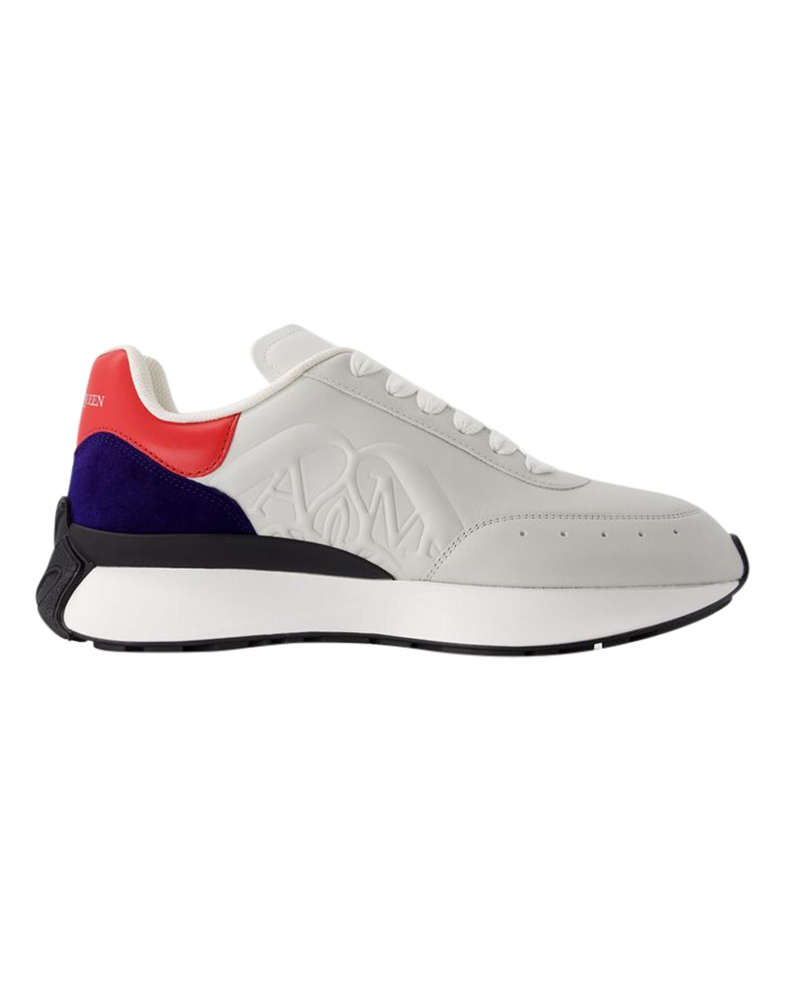 image of Alexander Mcqueen Calfskin Sprint Runner Sneakers With Rubber Sole in Grey, Men's (Size 6)